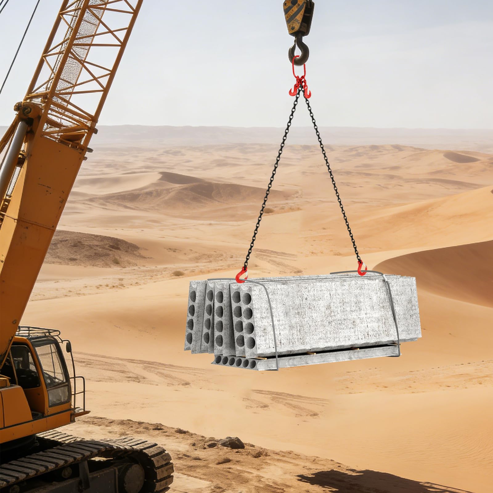 Catena per catena a 2 fili, 2 m, strumento di sollevamento, capacità di carico 2T, catena in acciaio con gancio, dimensioni dell'anello di sollevamento 6,4 × 1,3 × 12,7 cm, fabbriche, catena di