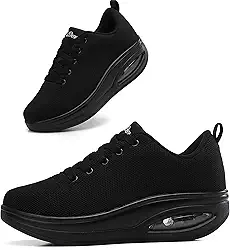 Tênis feminino confortável | Sapatos para mulheres viajando | 5 cm Air Cushion Rocker Bottom