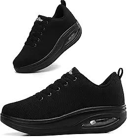 Tênis feminino confortável | Sapatos para mulheres viajando | 5 cm Air Cushion Rocker Bottom