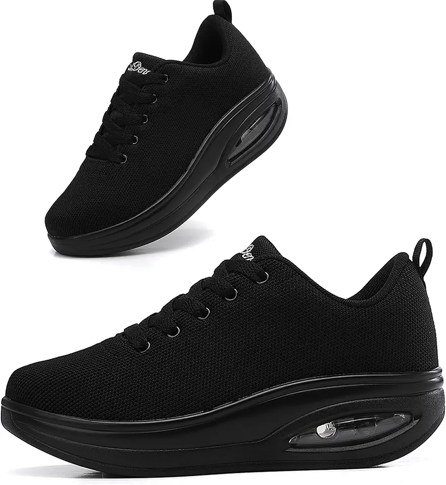 Tênis feminino confortável | Sapatos para mulheres viajando | 5 cm Air Cushion Rocker Bottom