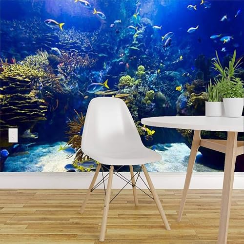 Miniatura 4 de Mural de pared una pecera transparente con muchos peces de diferentes colores bajo el agua Papel pintado autoadhesivo Papel pintado autoadhesivo