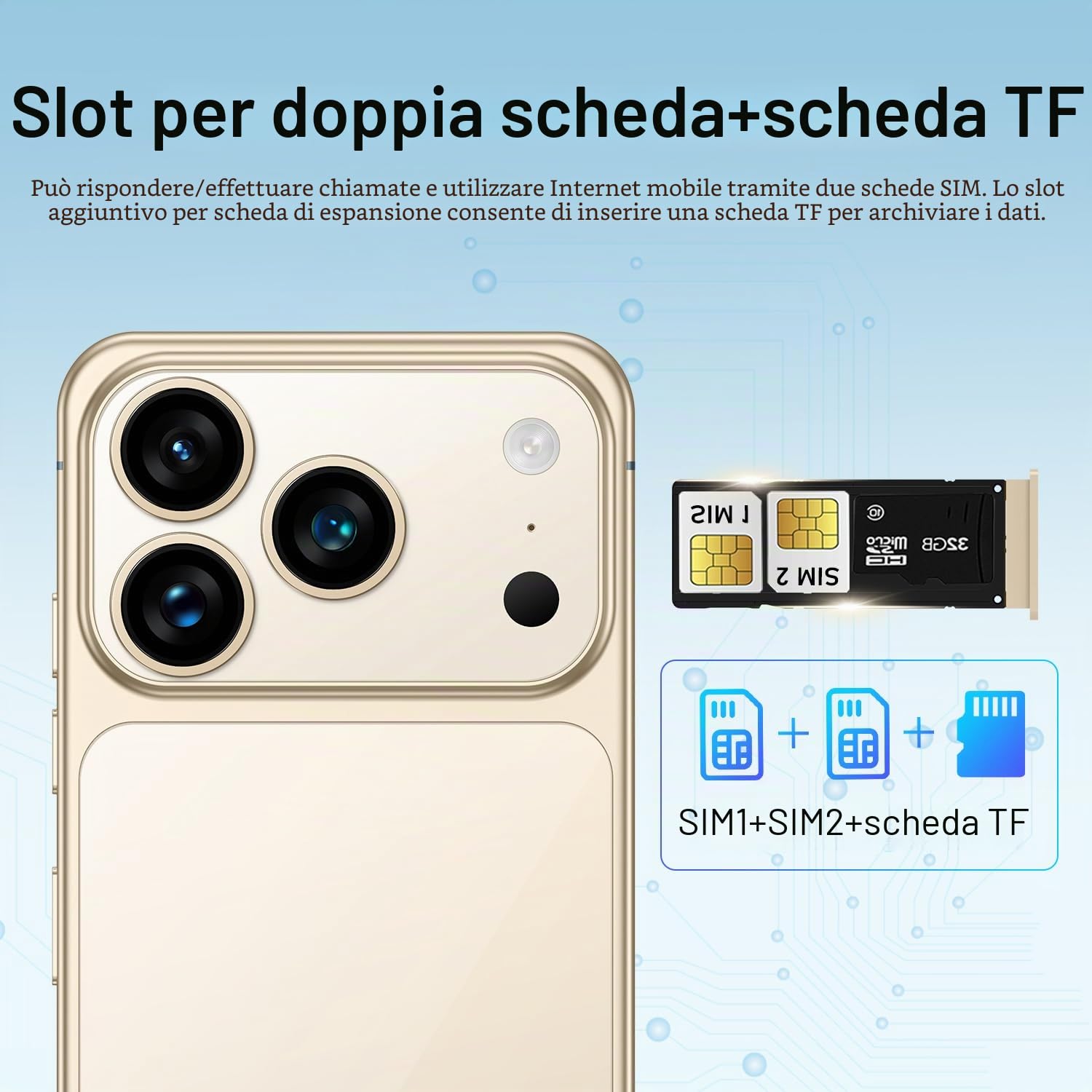 I17 Pro Max Telefono Cellulare 5G Sbloccato Android 15 Telefono Dual SIM Smartphone Con Fotocamera Da 108 MP E 78 MP Batteria Da 8000 MAh Standby 16 GB E 1 TB Smartphone A 10 Core,Blue-7.3 Inch
