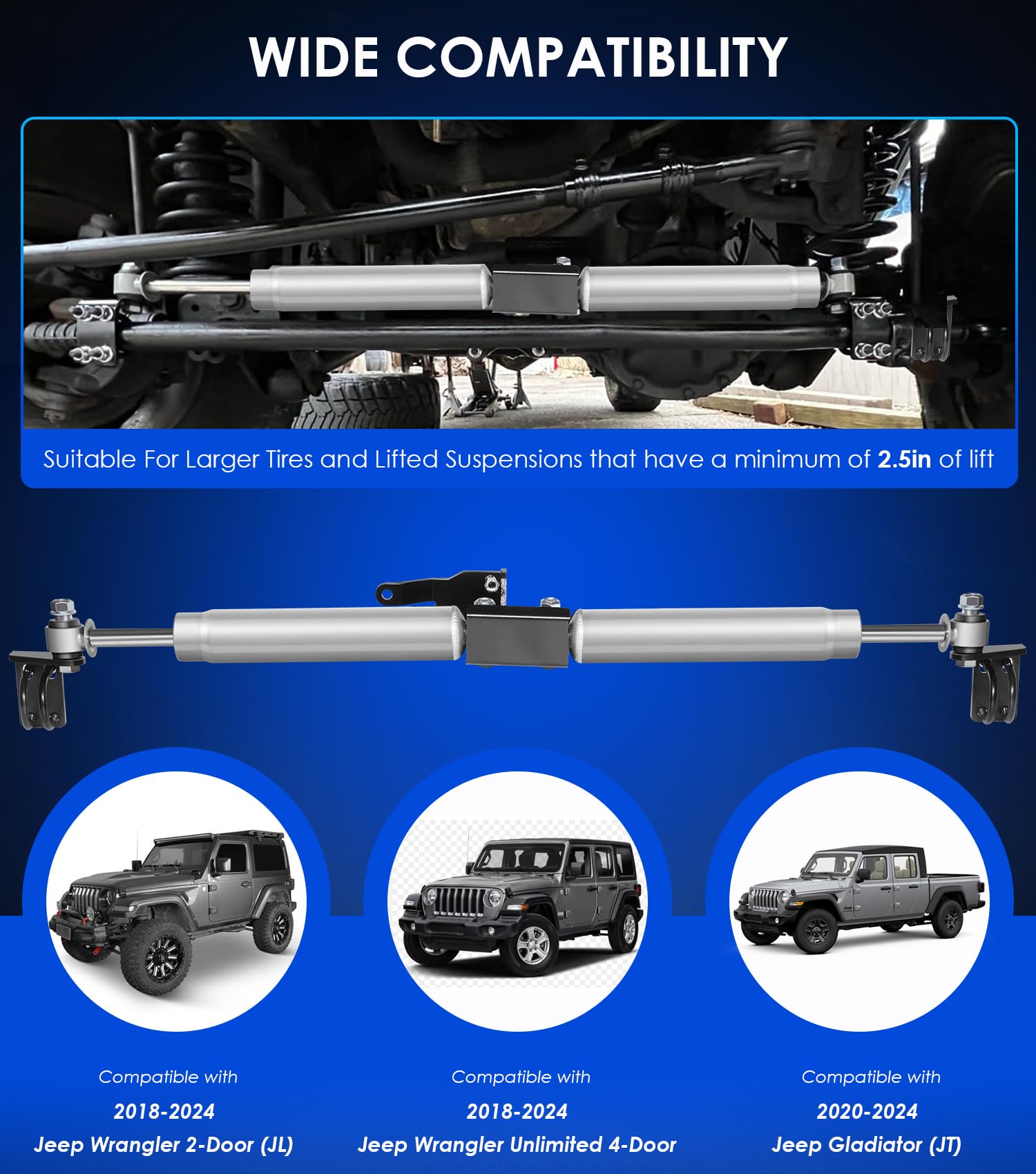 1PC DUAL N3 Steering Stabilizer for Jeep Wrangler JL Gladiator JT 2018-23 4WD $97.79