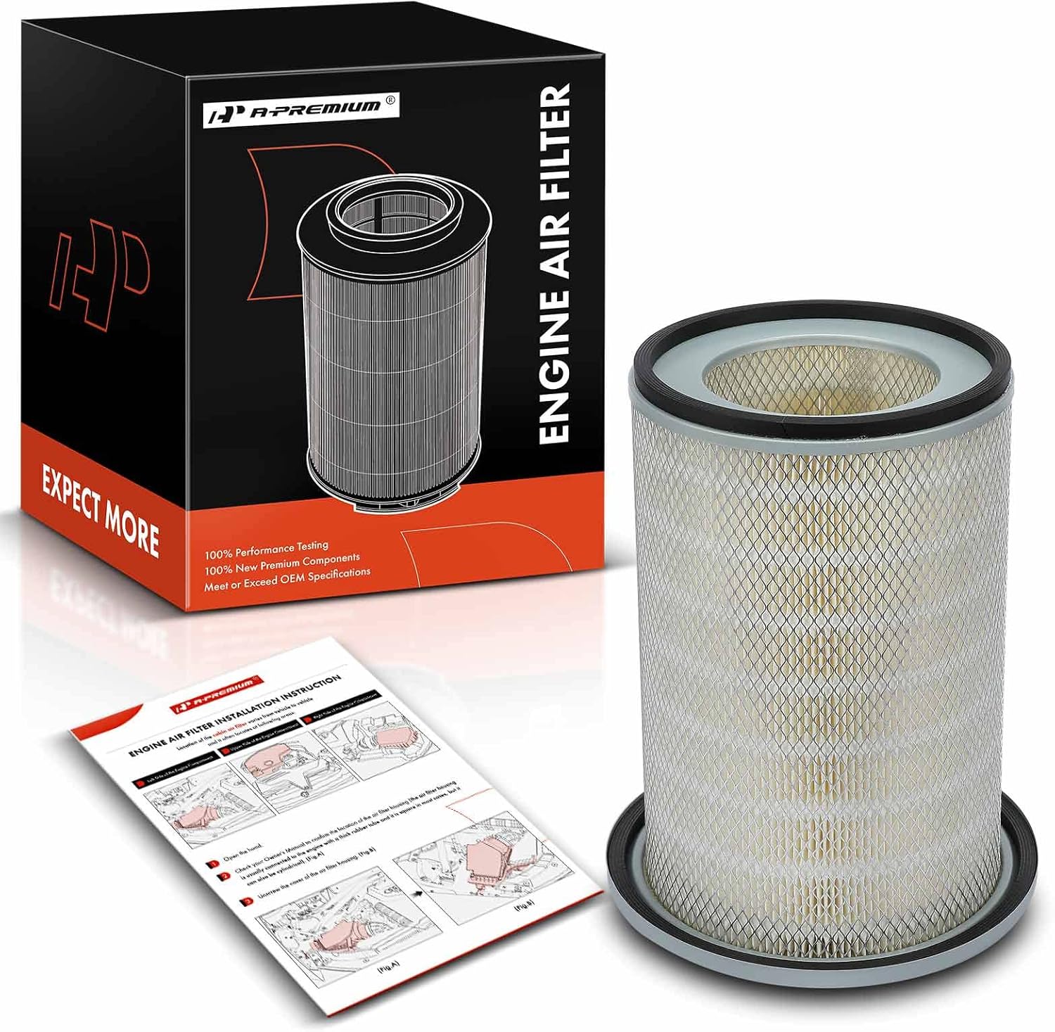 A-Premium Front Engine Air Filter Compatible with Chevrolet W3500 Tiltmaster, W4500 Tiltmaster, W5500 Tiltmaster, W5500HD Tiltmaster & GMC W3500 W4500 W5500Forward, W5500HD Forward