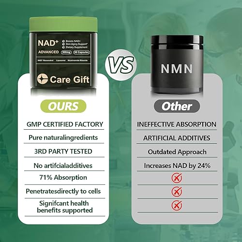 Miniatura 4 de Suplemento NAD, NAD Nicotinamida Riboside Resveratrol 900mg - Suplementos liposomales NAD para mujeres y hombres, suplemento alternativa NMN para