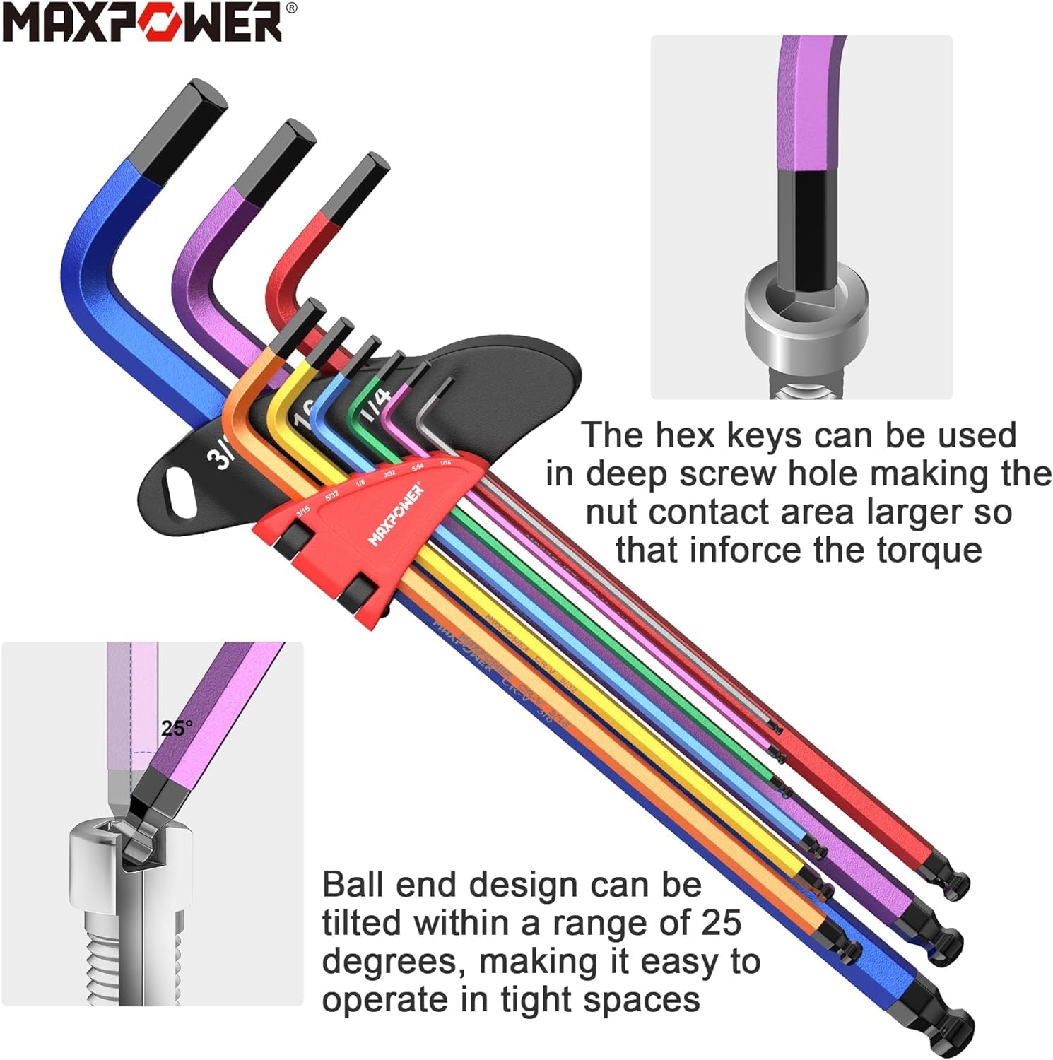 MAXPOWER Allen Wrench Set - 27 Piece -5 MAXPOWER Allen Wrench Set - 27 Piece -5
