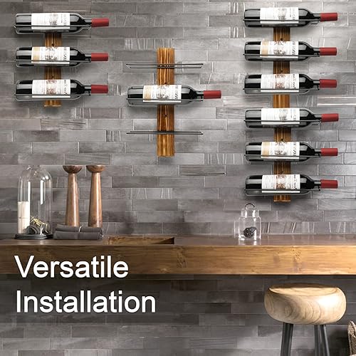 Miniatura 4 de Botellero de pared - Soporte de madera de pino para 12 botellas - Expositor para cocina, comedor, bar