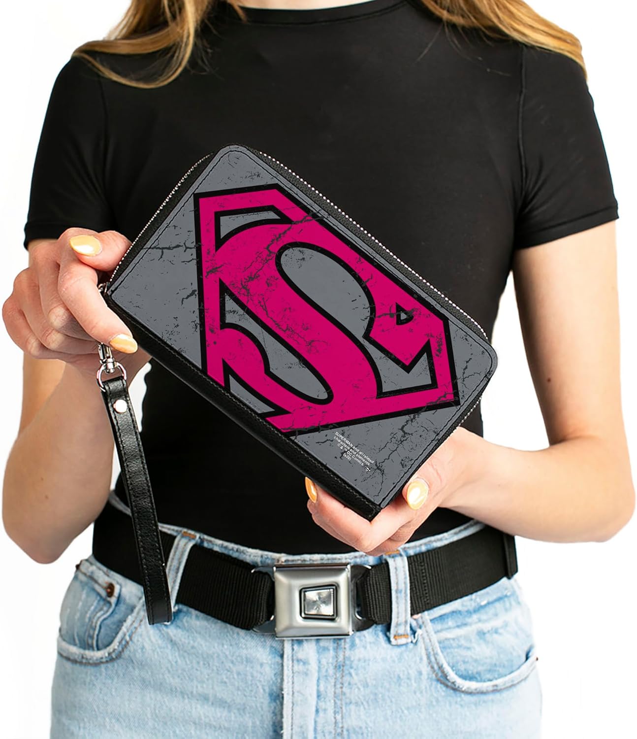 Buckle-Down Women's PU Zip Around Wallet Rectangle-Superman, 7.5"x4.5"