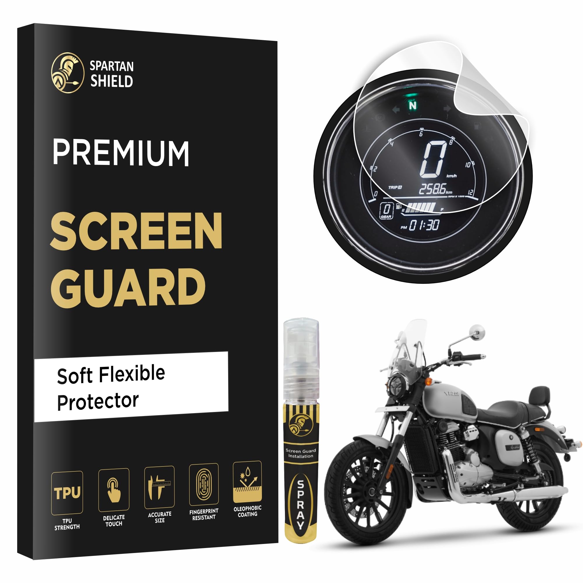 Spartan Shield Digital Meter Protector For YEZDI ROADSTER || Soft Thin Flexible TPU Instrument Cluster Film Guard || New Bike Accessory 2024 [Not Tempered Glass]-image-34