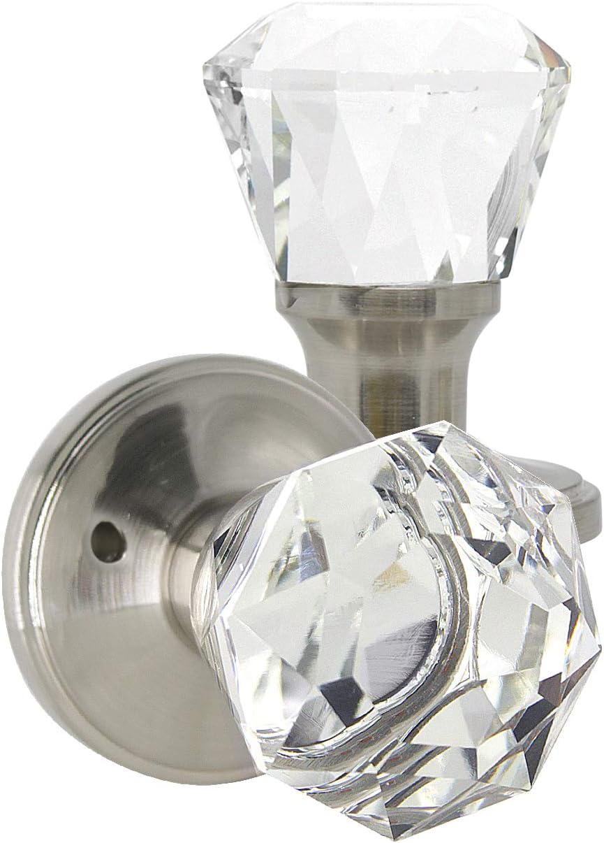 Buy 1 get 1 🔥 Privacy Door Locks with Crystal Knobs Satin Nickel 10Pack,Bed Bath Interior Door Use