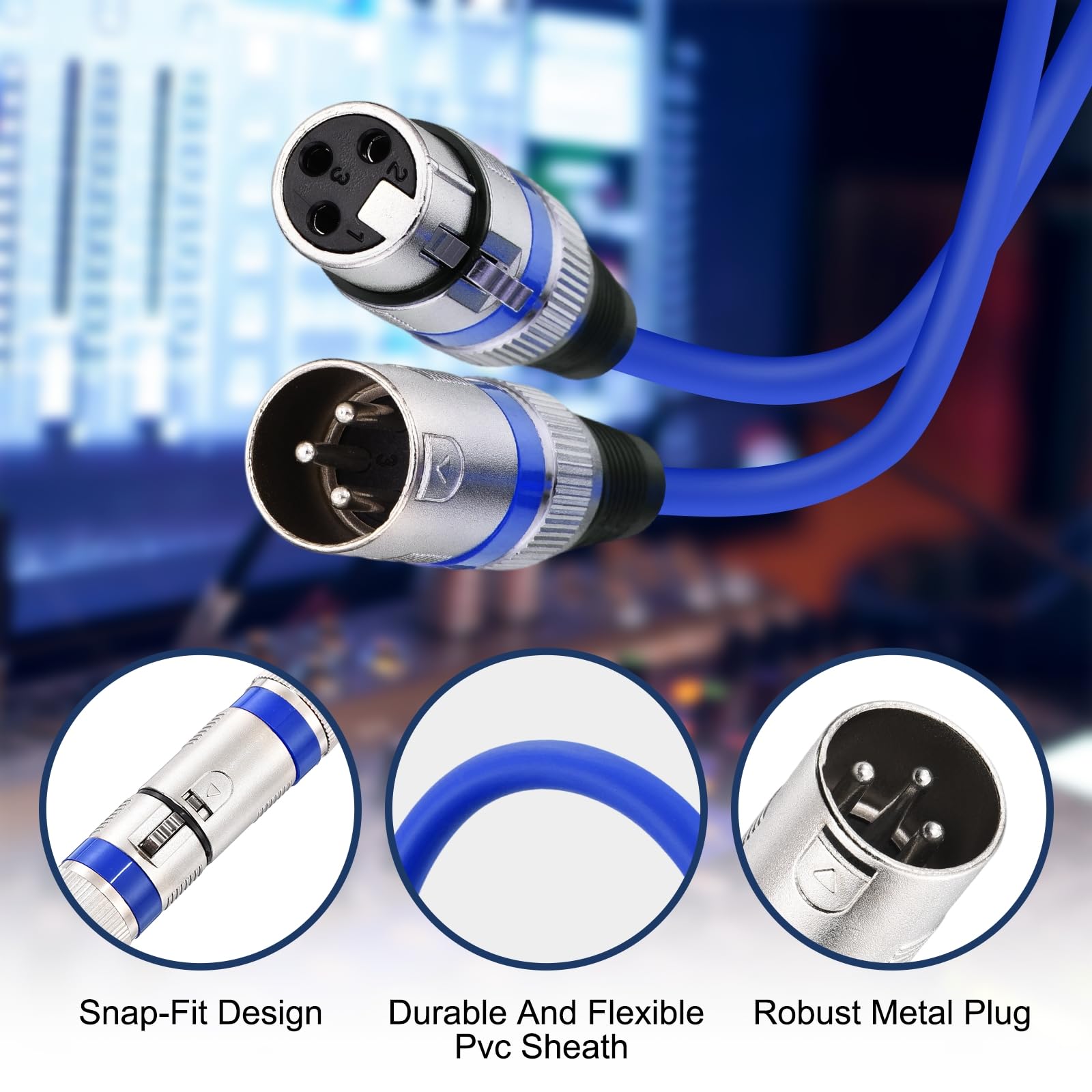 QUARKZMAN 6 Pcs Cables XLR 6.5 Ft Cable De Micrófono XLR Macho A Hembra | 3 Pines, Accesorios De Micrófono Balanceados Parche Altavoz, Para Estudios De Grabación En Viviente Mezclador