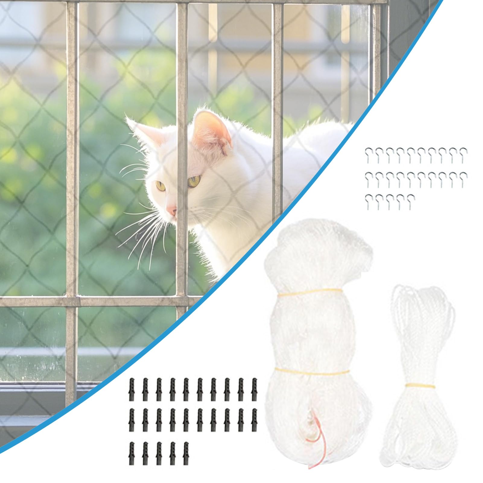 NETTINA DI BALCONO per animali domestici, balcone da rete per gatti | Rete per la per animali domestici per balcone, scale, porta,
