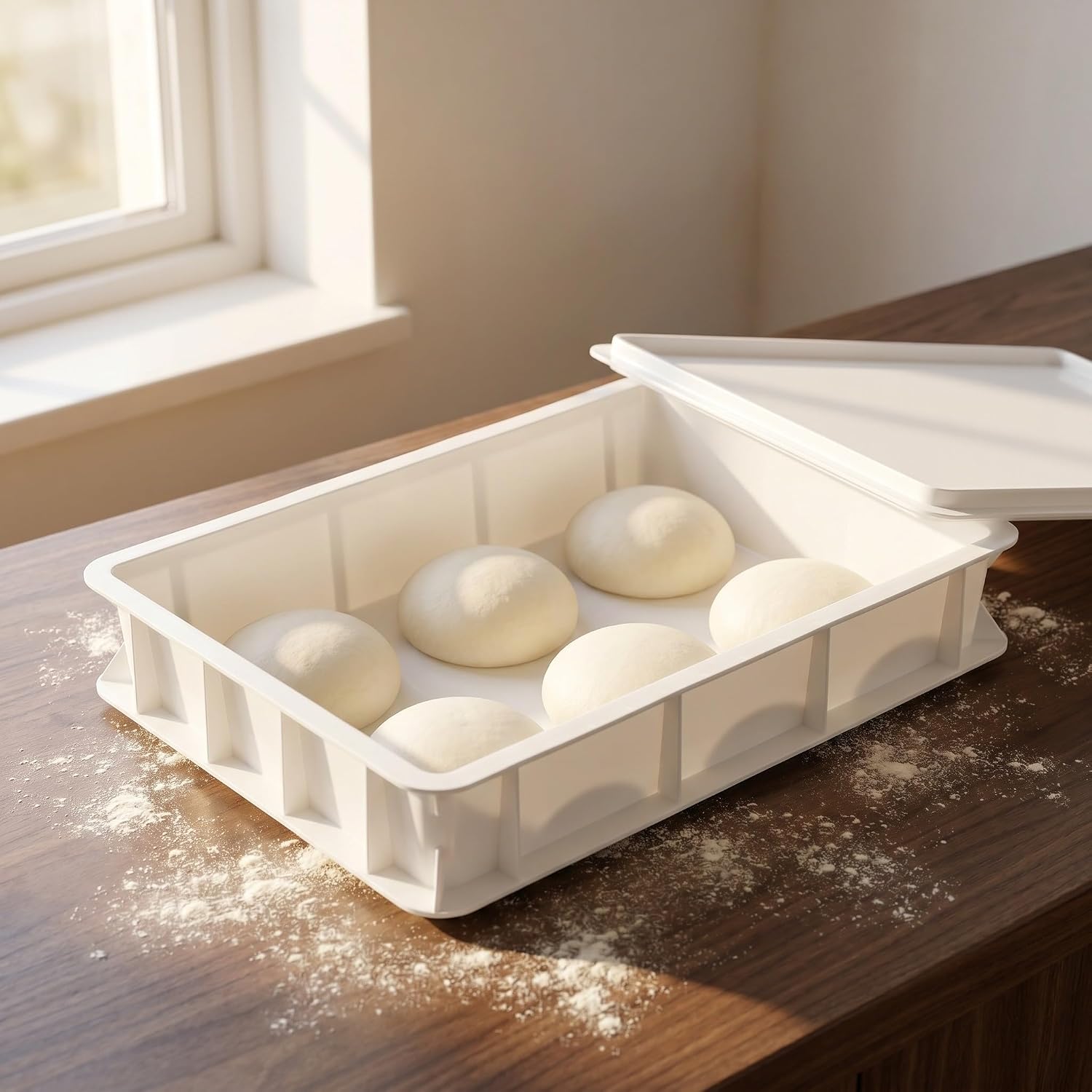 Alipis Pizza Dough Proofing Box and Space-saving Design Stackable Plastic with Lid and Easy to Maintain Dough Container with White Color for Bakery and Commercial Kitchen Use