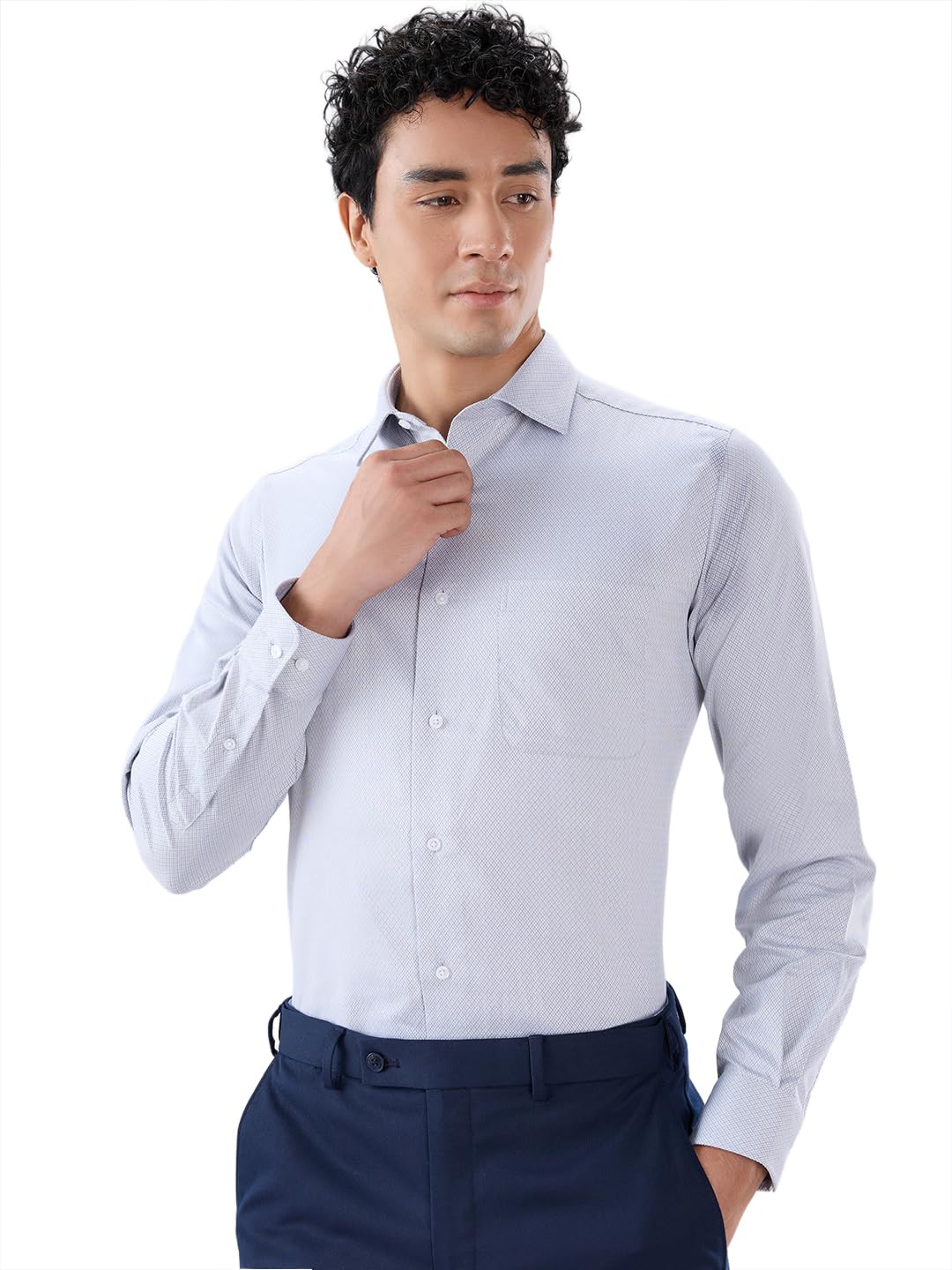 park avenue Men Regular Fit Structure Pattern Pure Cotton Semi Cutaway Collar Full Sleeve Casual Shirt-picture-18