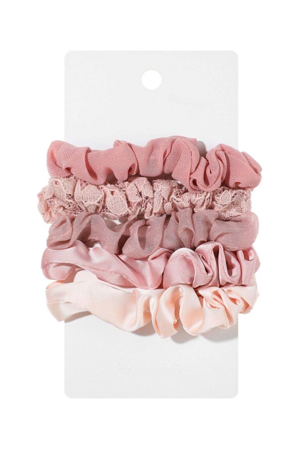 Miniso 5'Li Kumaş Saç Lastiği Seti Pembe