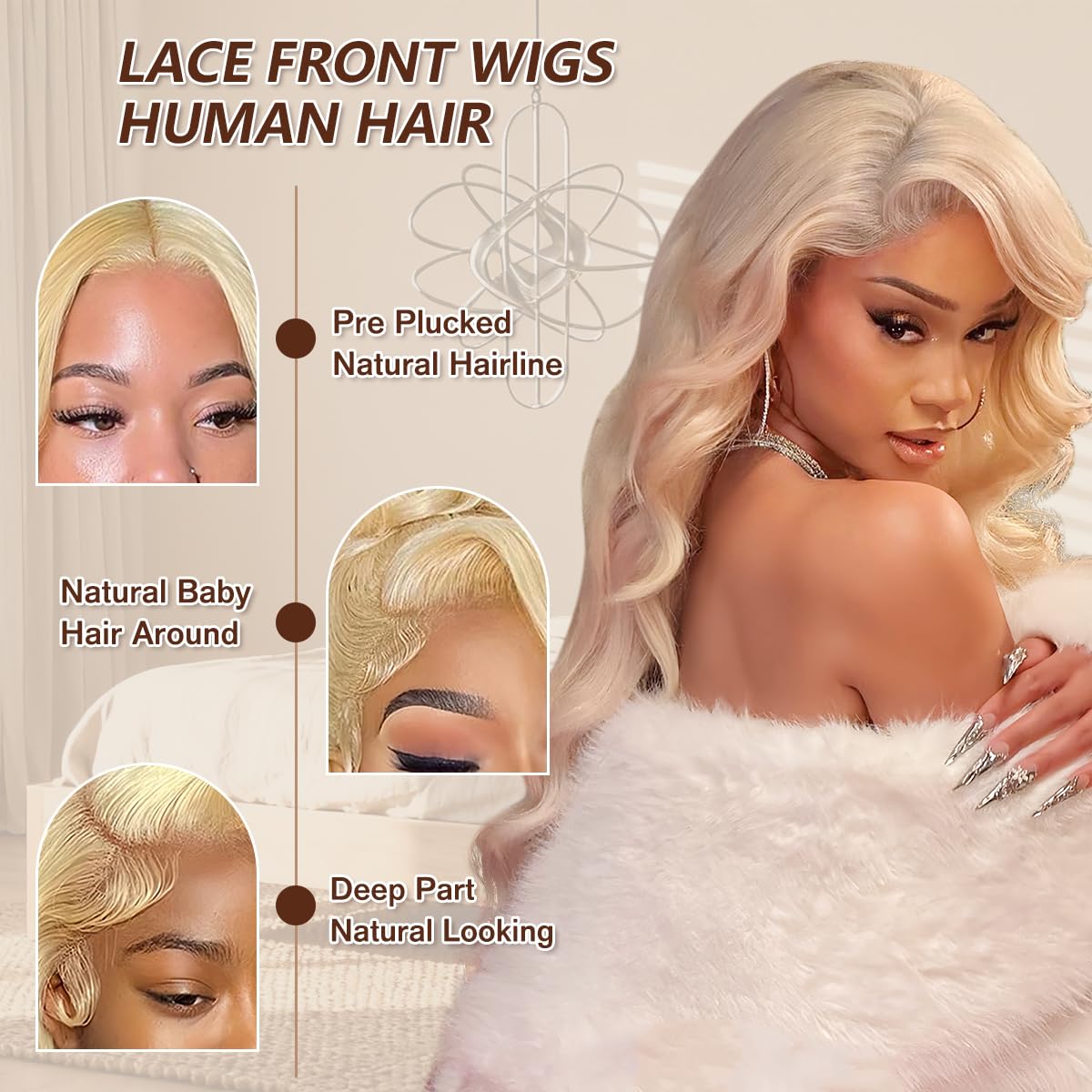 LUMIERE 613 Lace Front Wigs Human Hair 24 Inch 13x4 Body Wave Blonde Wig Human Hair 200 Density HD Transparent Lace Front Wigs Human Hair Pre Plucked for Women