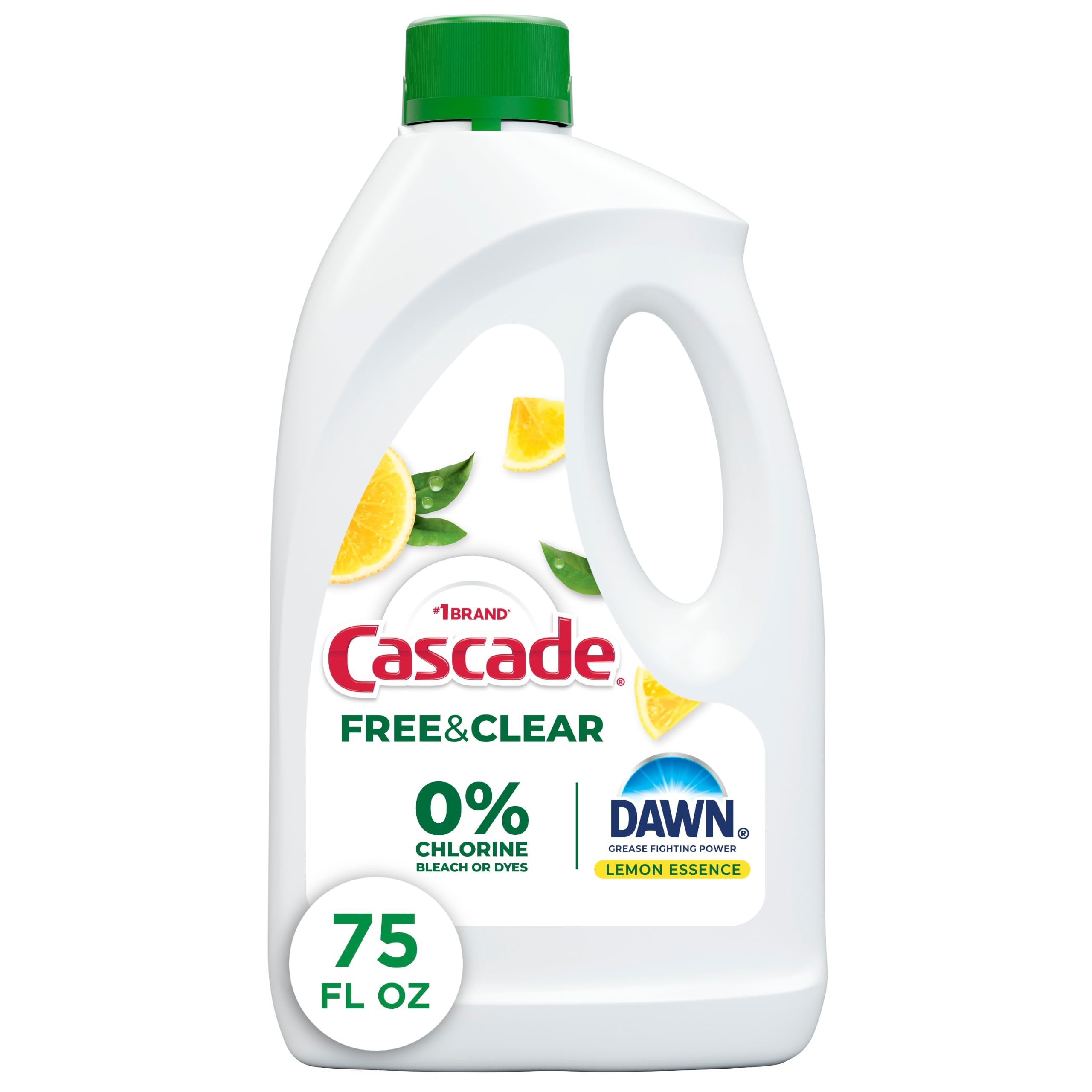Cascade Free & Clear Dishwasher Detergent Liquid Gel, Lemon, 75oz