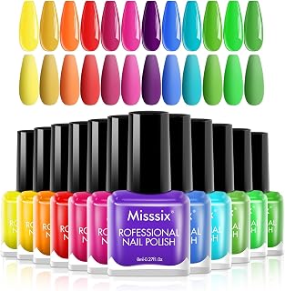Misssix Nail Polish Set 12 Colors, Quick Dry Nail Polish, Mini Nail Lacquer Strengthening Manicure DIY Nail Art Salon Home Gifts For Women Girl