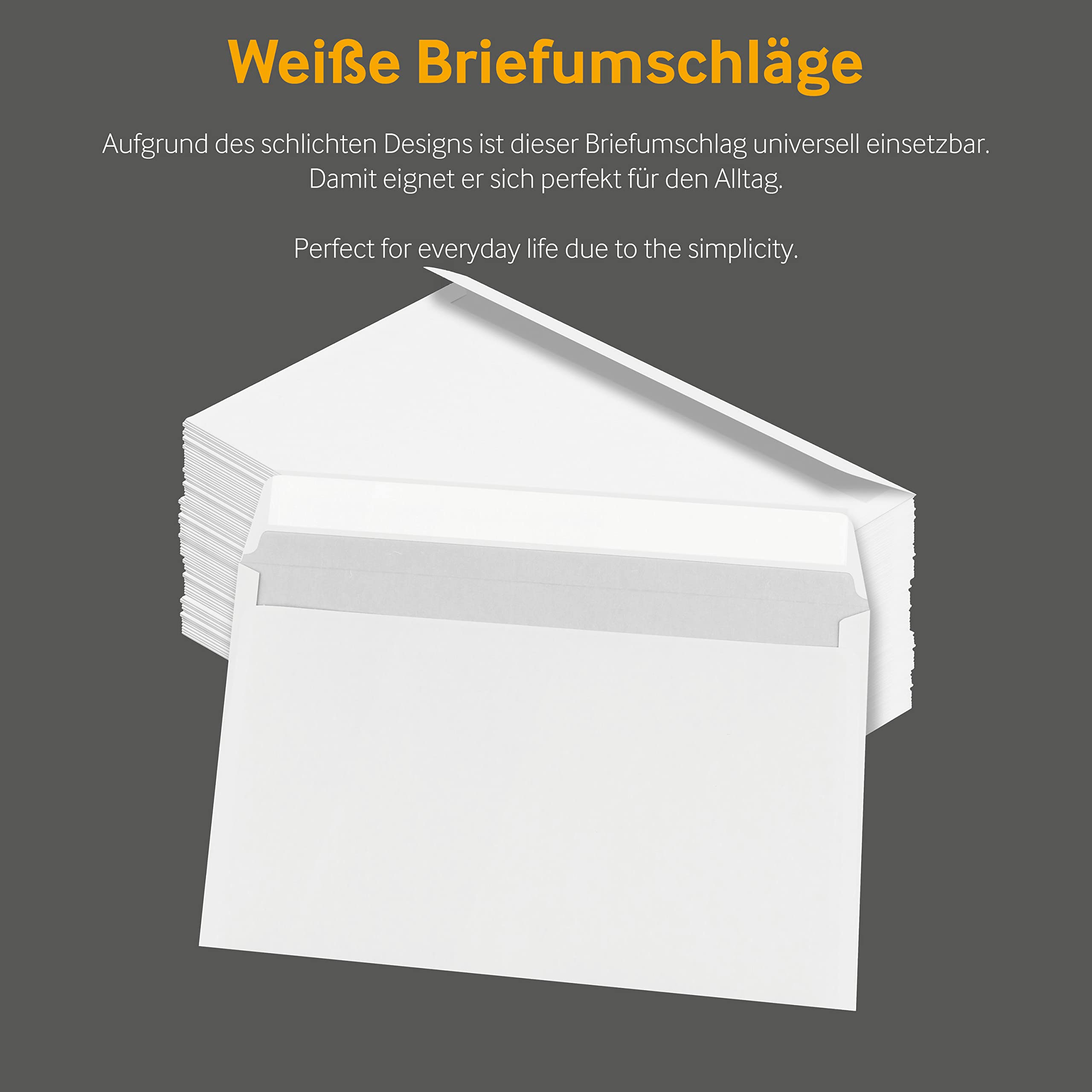 1000 Stück, Briefumschläge, 125 x 235 mm (Kompakt), Haftklebung, Gerade Klappe, 80 g/qm Offset, Ohne Fenster, Weiß, Blanke Briefhüllen