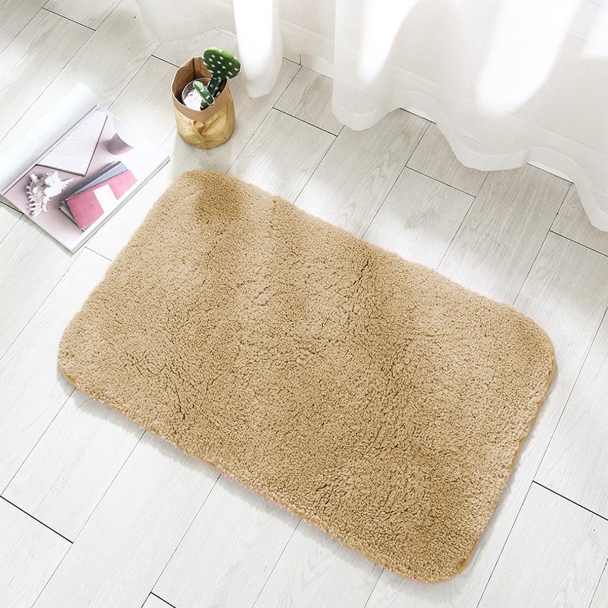 Super chłonna mata łazienkowa z mikrofibry, antypoślizgowa, można prać w pralce, idealna do wanny, prysznica, kuchni, wejścia - 80 x 50 cm (khaki)