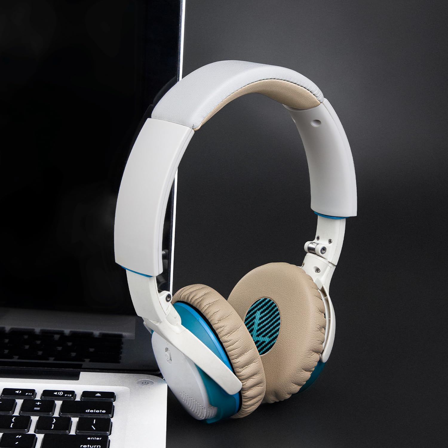 SOULWIT Replacement Headband Pad Kit for Bose SoundLink On-Ear (OE) Headphones, Headset Head Band Top Cushion Cover Repair Part, Easy DIY Installation - White & Beige