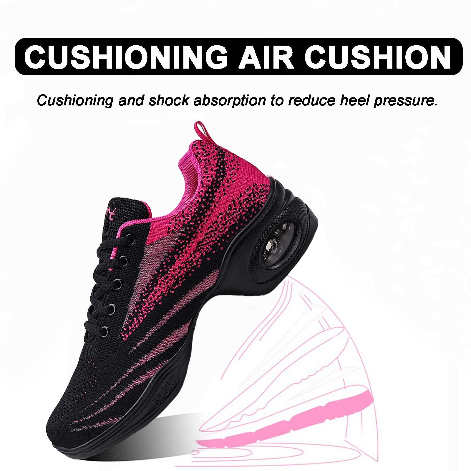 Zapatos de danza para mujer, zapatos de jazz, modernos, danza, gimnasia, zapatillas de deporte, cómodas, para caminar, fitness
