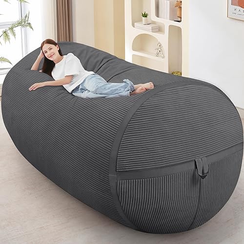 Miniatura 344 de HABUTWAY Puf gigante de 2 pies para adultos, con relleno de espuma viscoelástica, puf grande con funda de terciopelo holandés extraíble para sala de