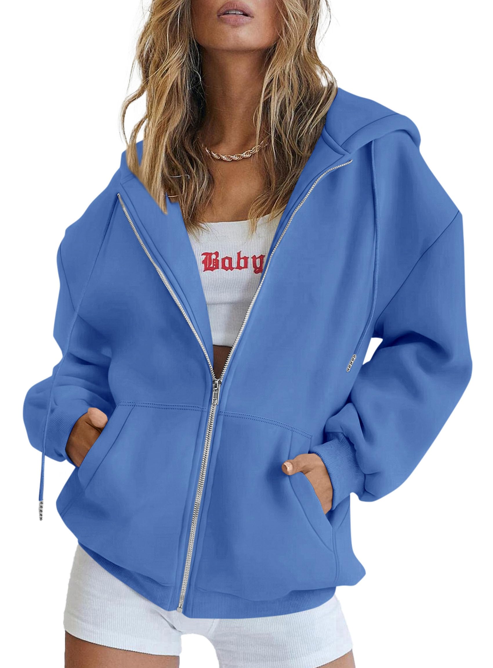 PRETTYGARDEN Women's Fall Zip Up Hoodies Sweatshirts