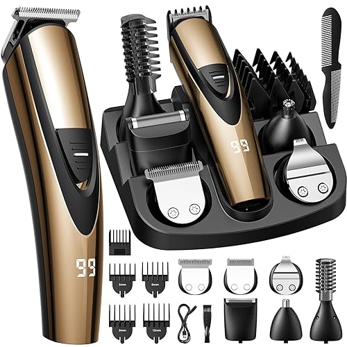 Miniatura 10 de SHPAVVER Cortadora de barba para hombres: cortapelos profesionales de barbero - Kit de aseo inalámbrico 12 en 1 - Afeitadora eléctrica impermeable