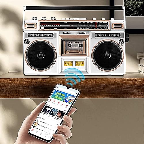 Miniatura 4 de Reproductor de cassette retro Bluetooth con reproductor de cinta de CD, FM y radio Dab+, Boombox clásico de los años 80 con grabación USB y