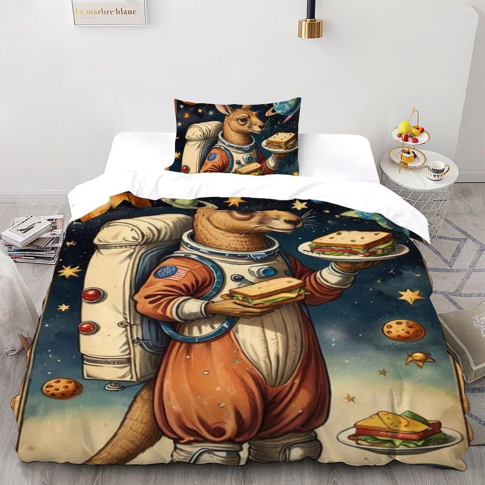 Housse de couette fermeture éclair animaux 135x200cm lit une place