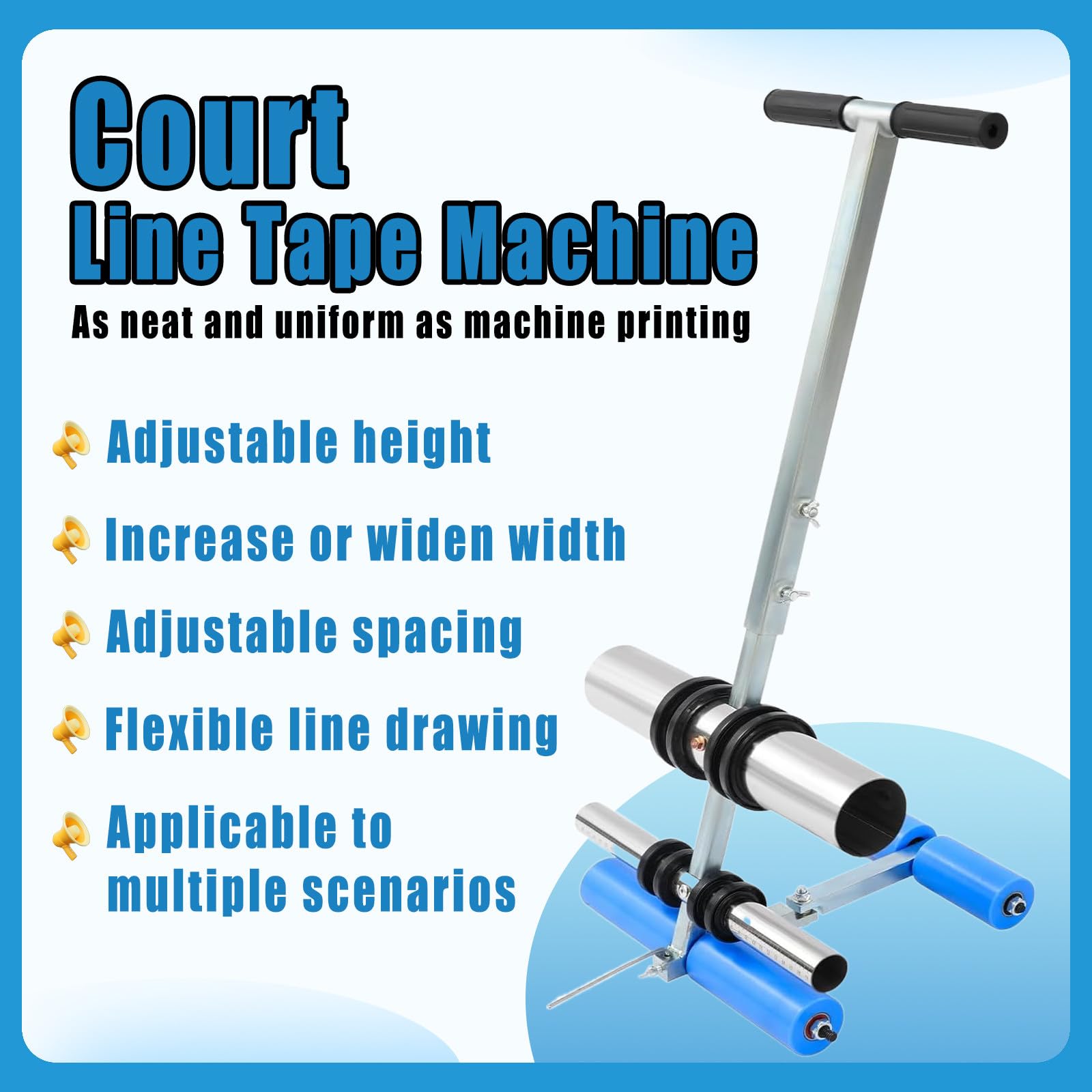 Macchina per tracciare Linee, Macchine traccialinee Attrezzatura per marcatura di Nastri per mascheratura Macchina per incollare Nastri, per campi da Basket, avvisi stradali, 80 cm