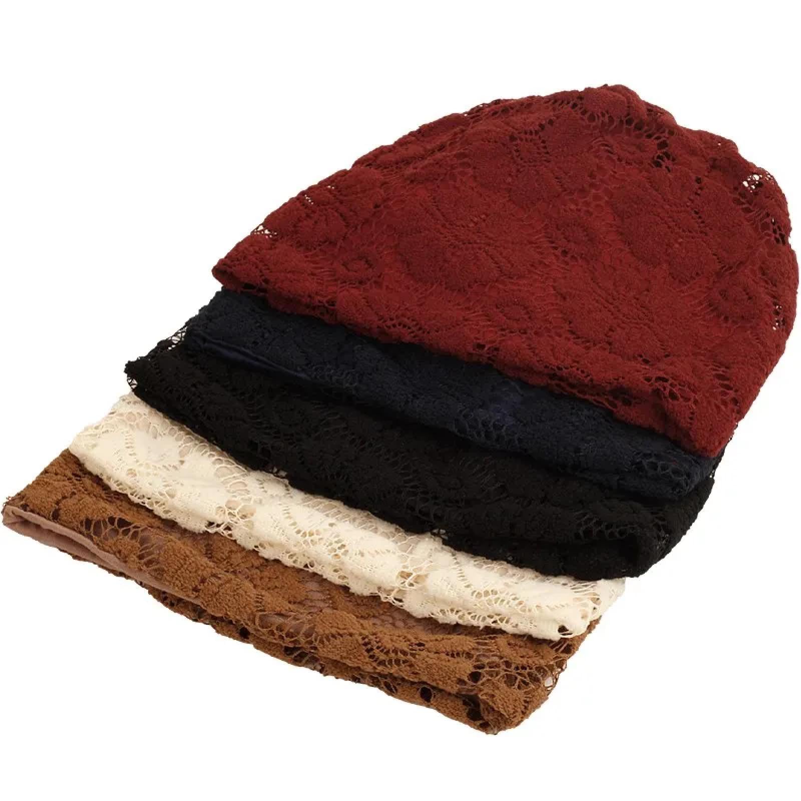 Casquettes Bonnets Chapeaux Bonnet Femmes Chapeau Fleur Chaud Bonnets Casual Doux Écharpe Double Adulte Chapeaux