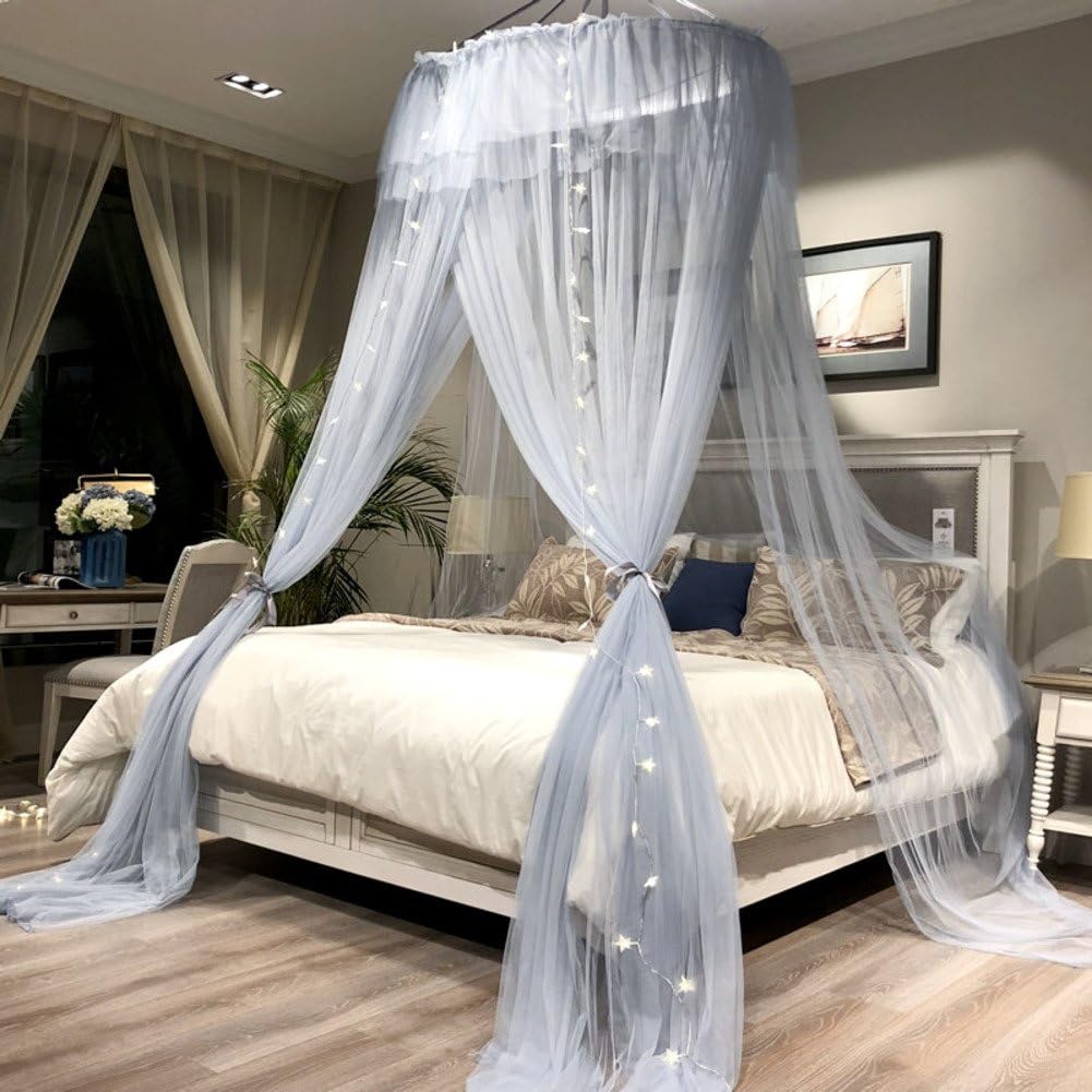 Continental ceiling canopy castle tent, Three-door, Landing, Round mosquito nets-A Full-size