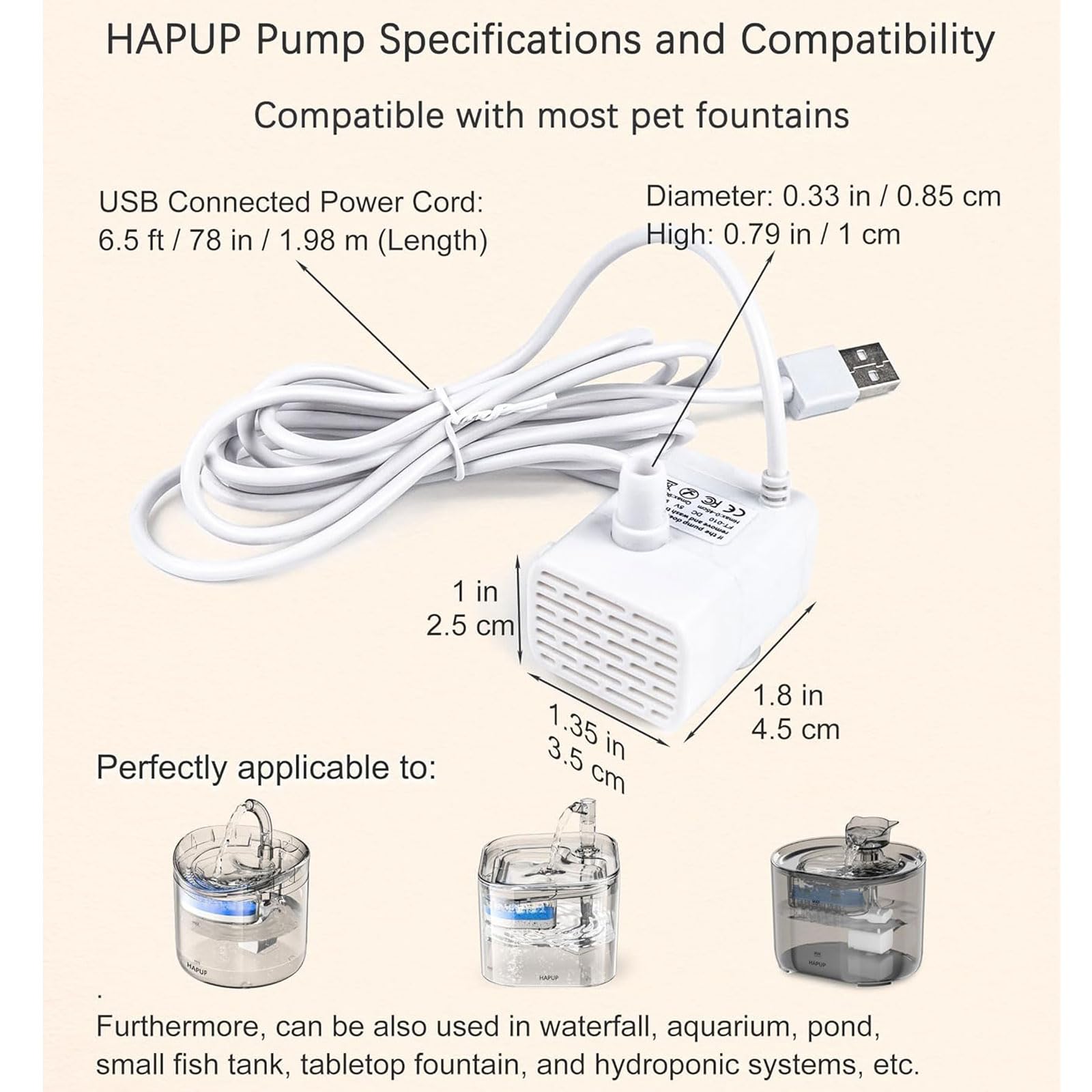 Bomba de agua Bomba de agua para beber, bomba de repuesto Original silenciosa para fuente de agua para mascotas con cable de alimentación Usb para fuente para gatos
