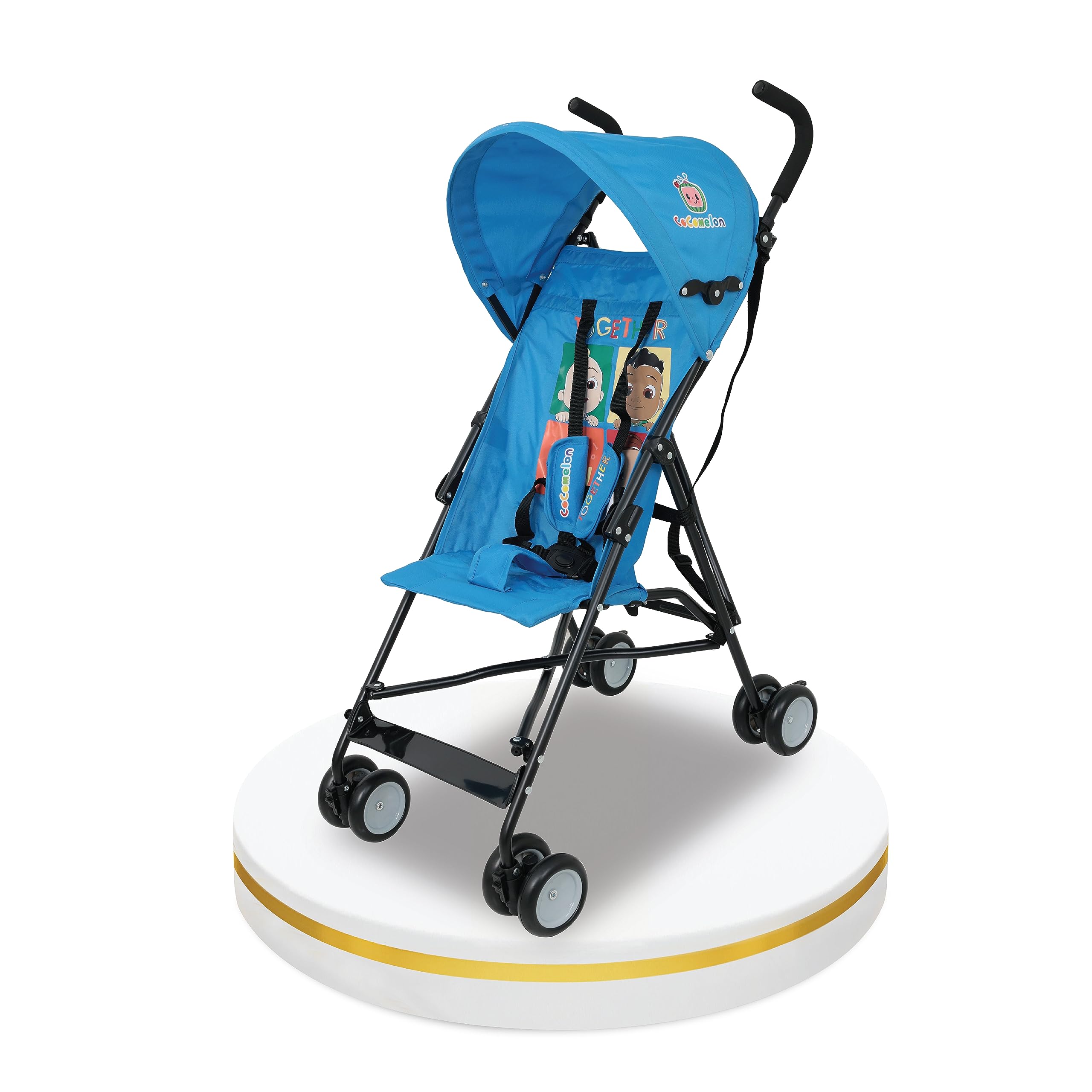 Cocomelon Lightweight Buggy Stroller 3-36 Months, Multicolor Rear Breaks, Shoulder Strap And More