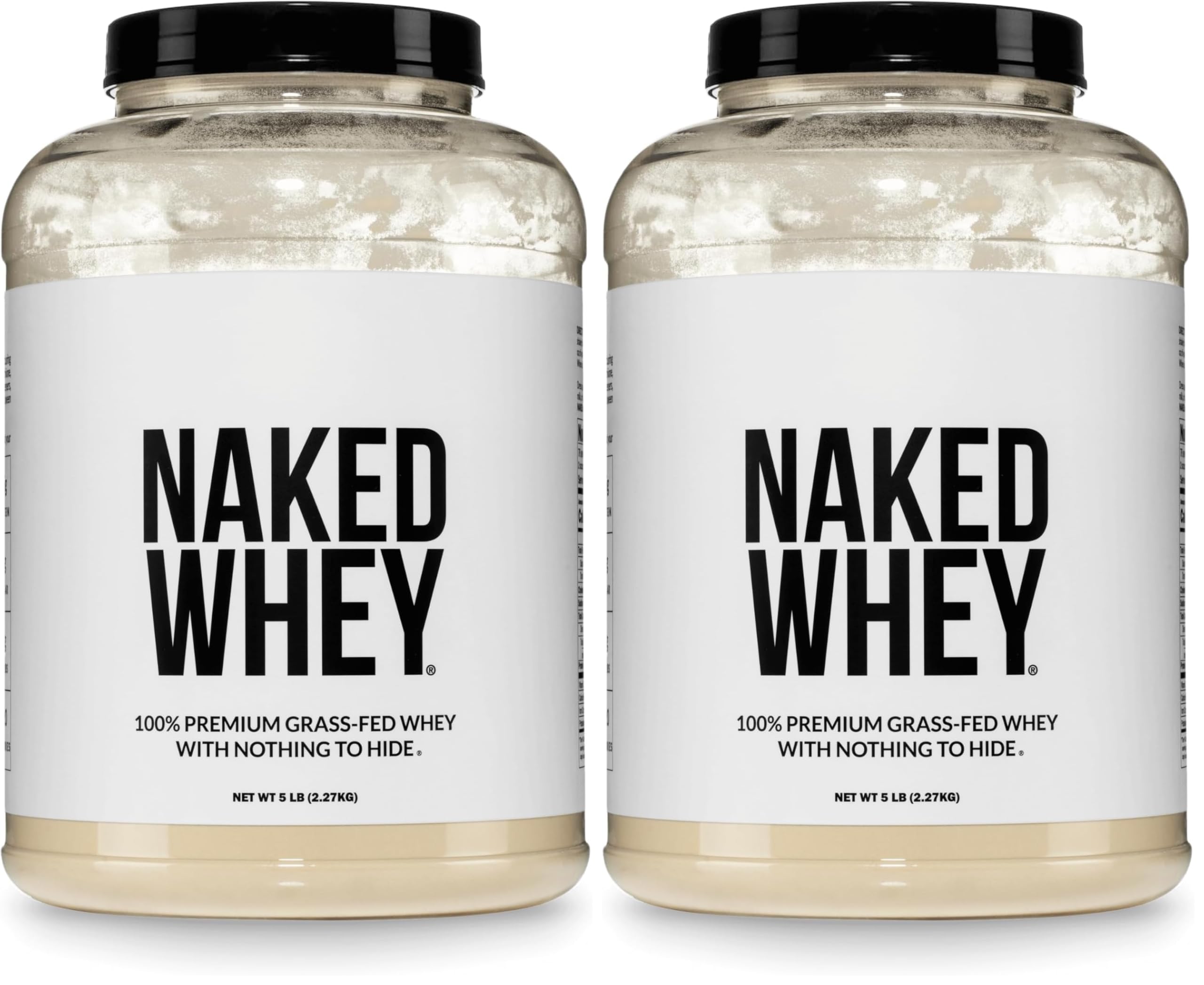 NAKED Whey 5LB 100% Grass Fed Unflavored Whey Protein Powder - Only 1 Ingredient, NSF Certified, Undenatured, Gluten Free, Soy Free, Promote Muscle Growth and Recovery - 76 Servings (Pack of 2)