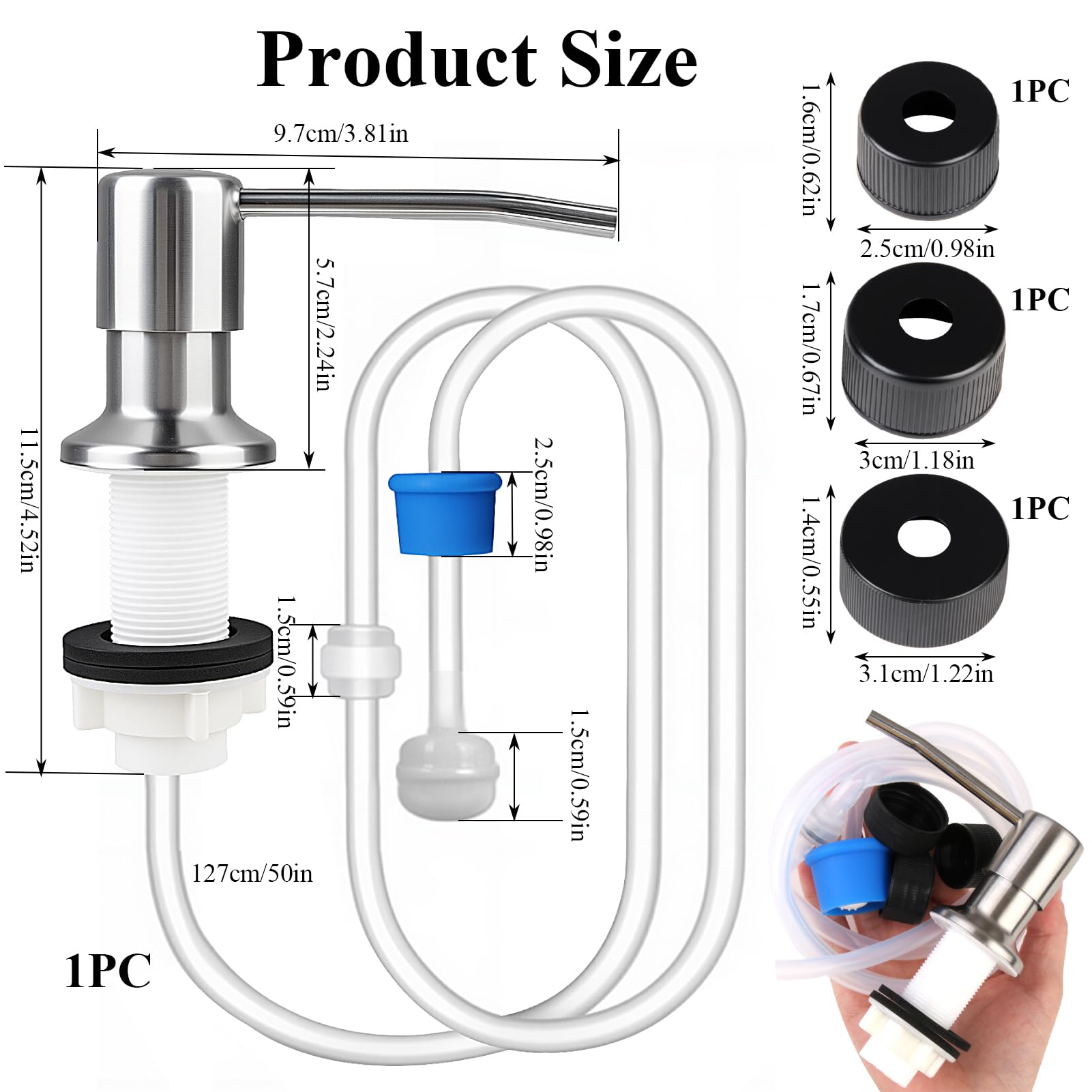 Kitchen Sink Soap Dispenser with 120cm Silicone Tube - Image 2