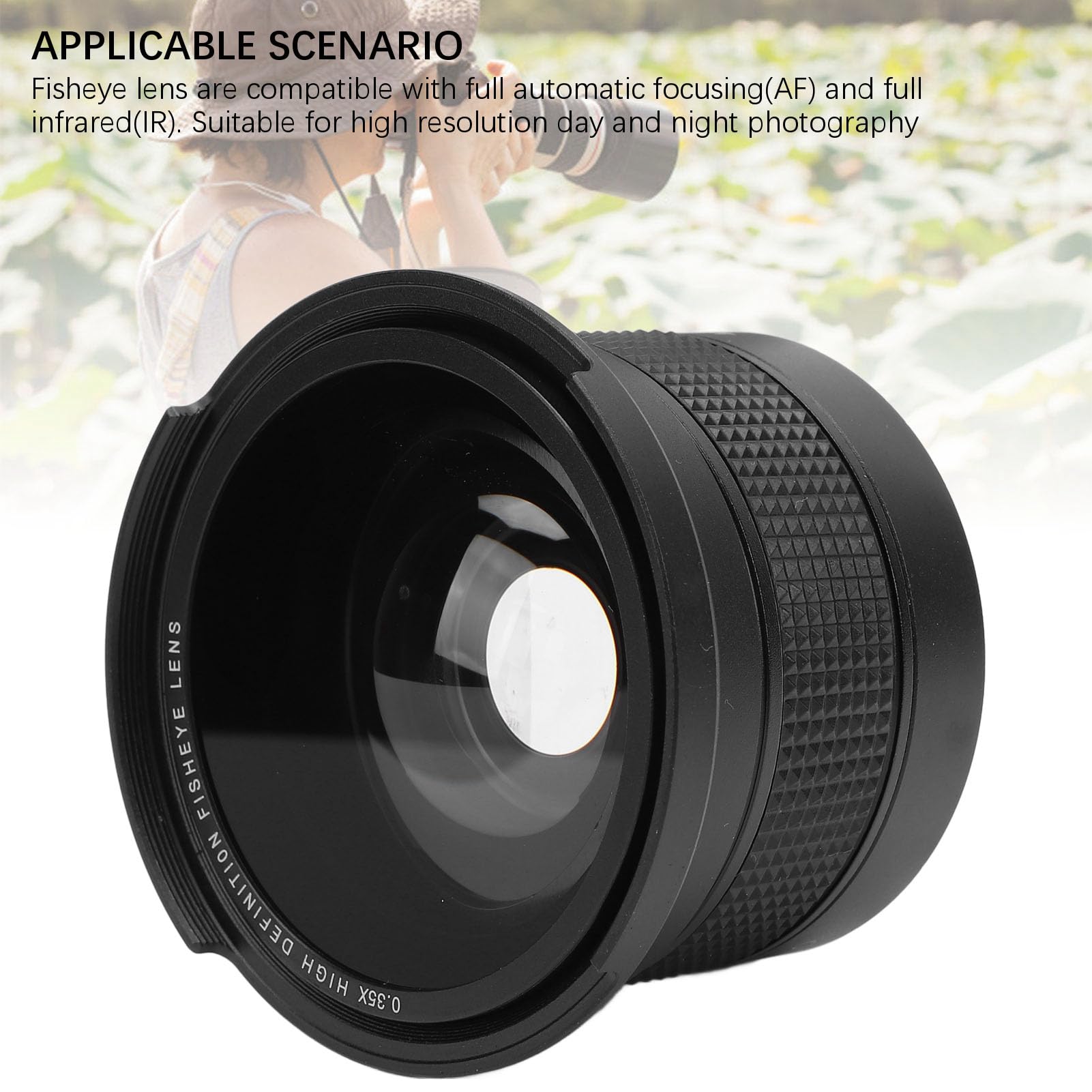 Obiettivo Fisheye, Obiettivo Fisheye Macro Panoramico, Super Grandangolo 0,35x, Obiettivo Staccabile 2 in 1, Compatibile AF IR (49 mm)