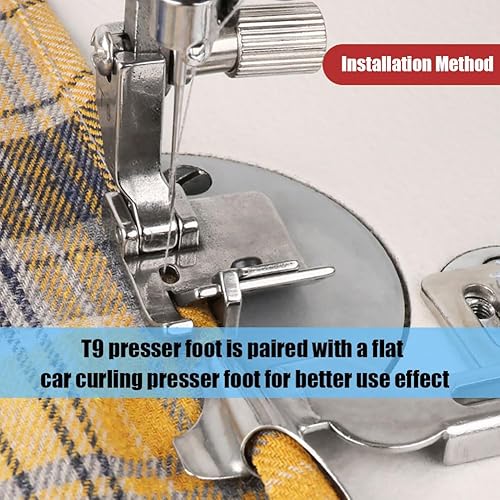 Miniatura 3 de YEQIN Carpeta sesgo ajustable Guía de borde de pie Pie Hemmer Pie #T9 3 en 1 Universal Multifuncional Presser Pie para Máquina de Coser Industrial