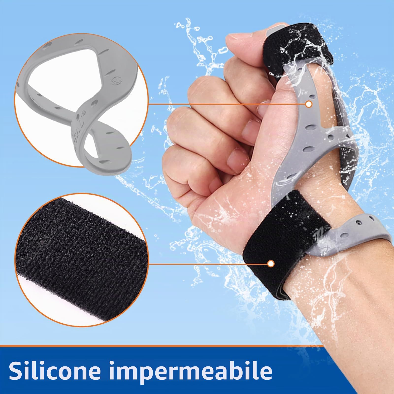 Tutore Universale per Pollice Sinistra/Destra, Banda per Pollice in Silicone Traspirante per Artrite, Tenosinovite, Distorsioni del Pollice - Supporto per Pollice (M, 16-18,5CM)