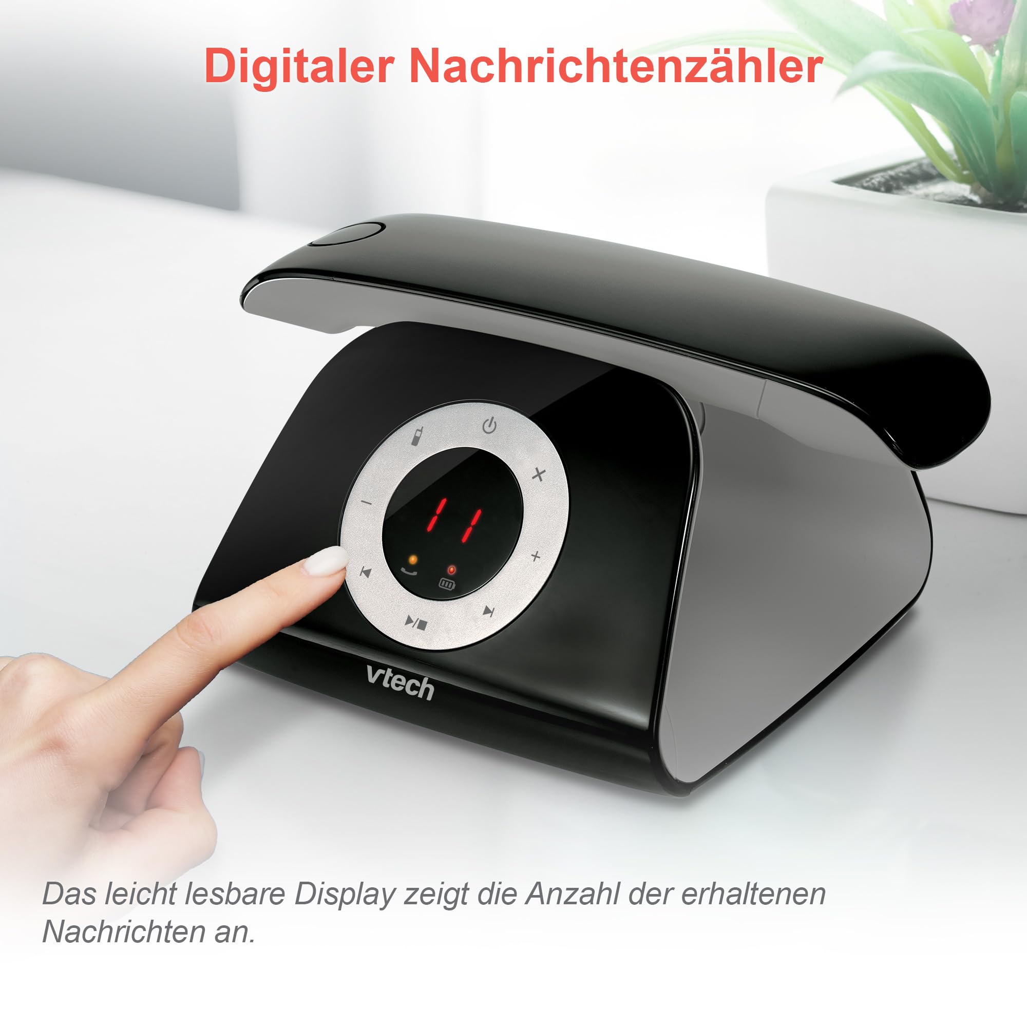 VTech LS1350 Retro-Design Telefon Schnurlos DECT Schnurlostelefon mit digitalem Anrufbeantworter, Anrufsperre, Freisprecheinrichtung und Wahlwiederholung, hintergrundbeleuchtetem Display und Tastatur