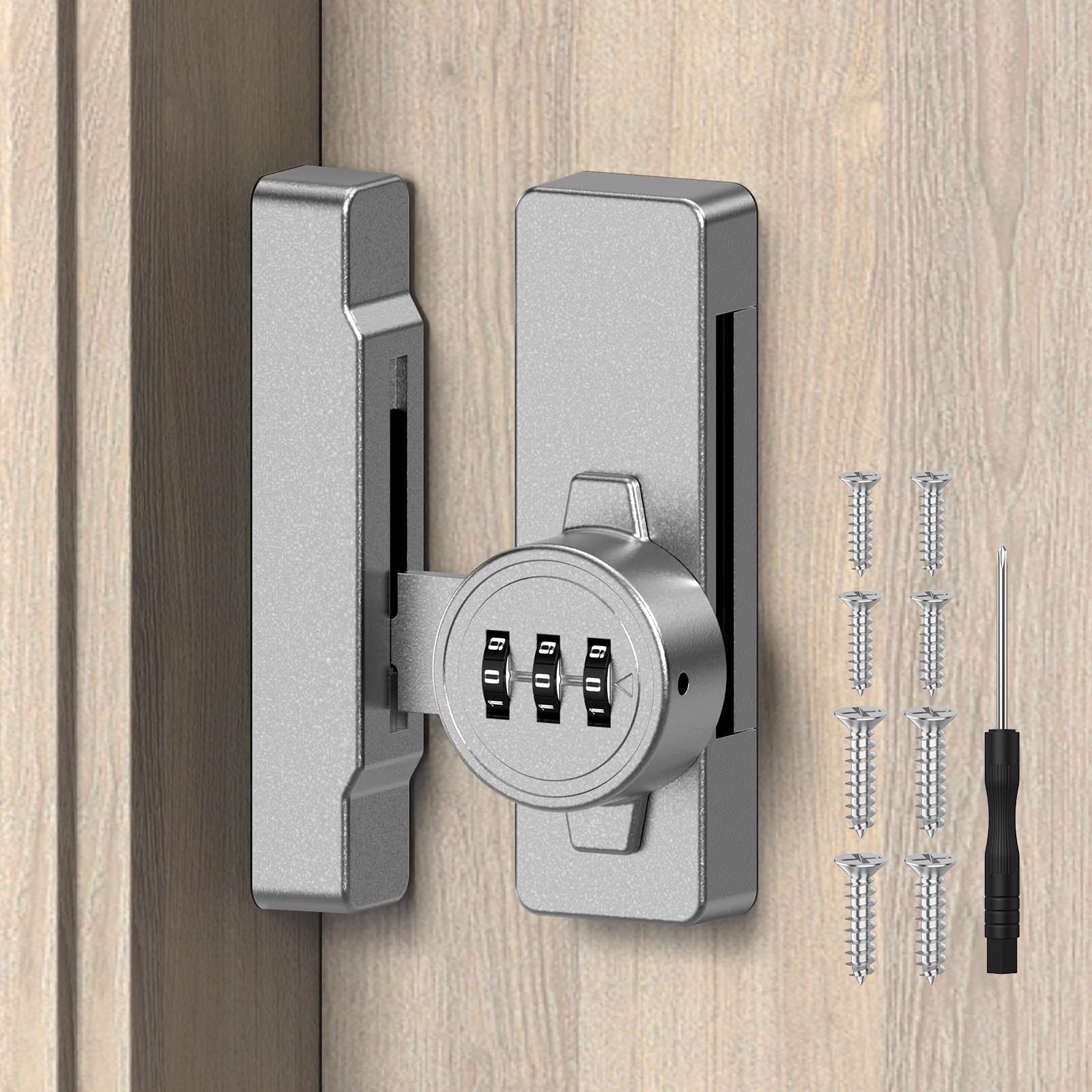 SecureLatch Keyless Barn Door Lock, 90/180 Degree Safety Combination Lock