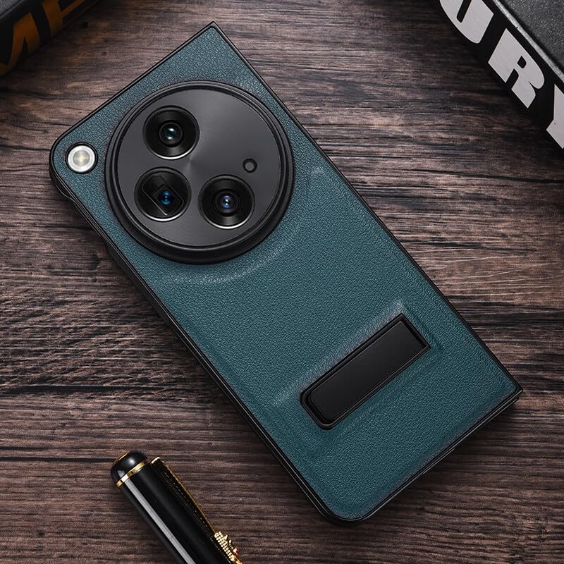 Coque OnePlus Open rouge étui cuir rigide à rabat et support