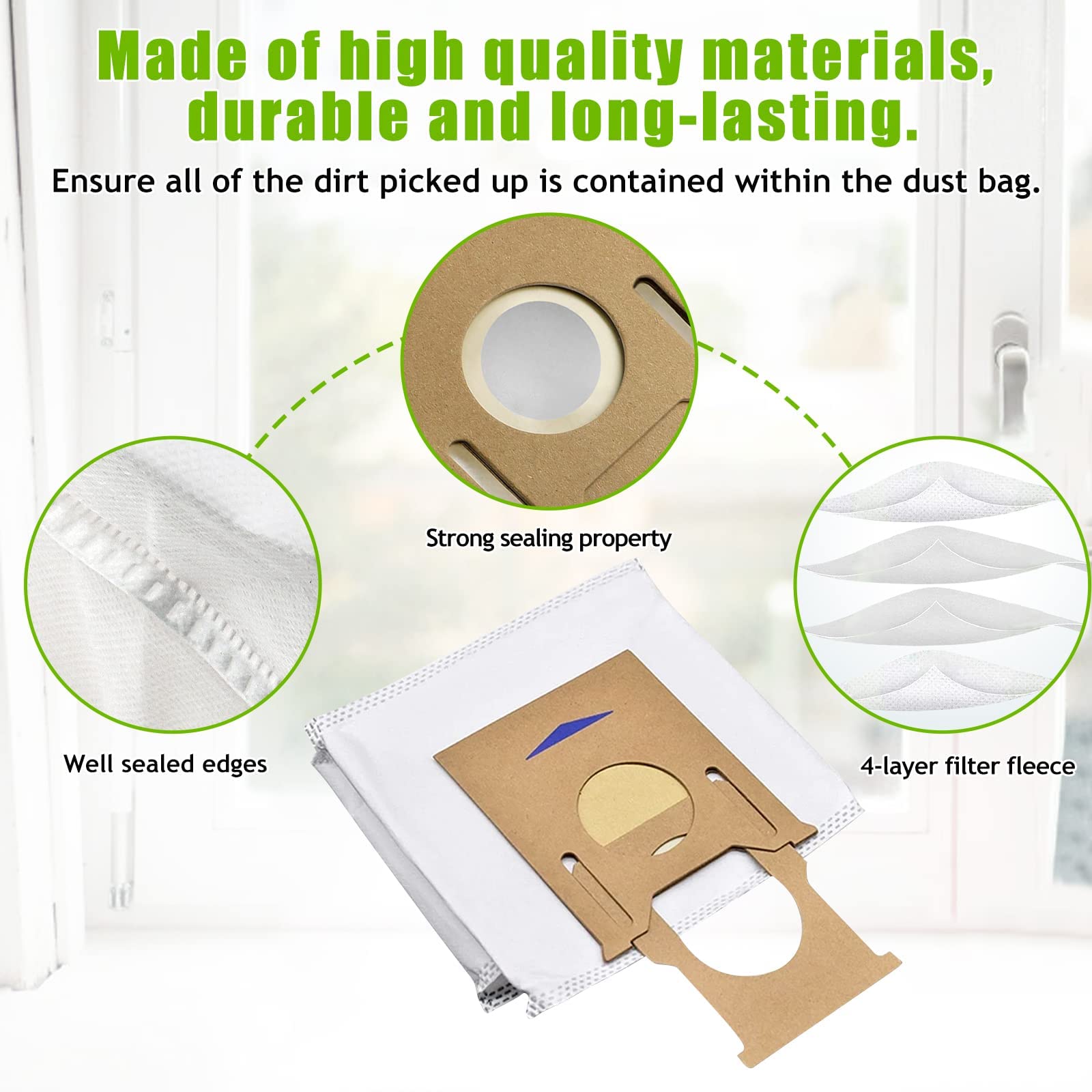 Folletto Pezzi Ricambio Set 10 Sacchetti Aspirapolvere Per Folletto Vorwerk Tiger VT 260/265/270/300 - In Microfibra Multistrato, Compatibili, Alta Filtrazione Accessori Compatibili Aspirapolvere Vorwerk