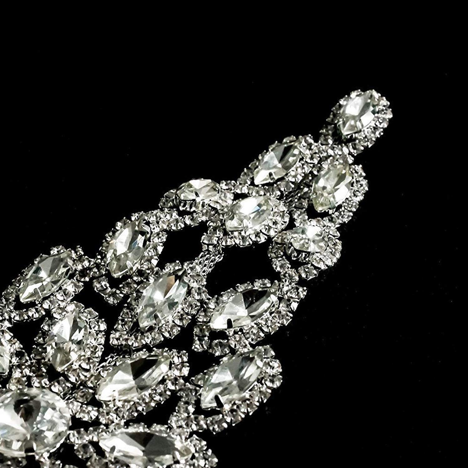 Patch Strass Argent à Coudre – Motif Cristal 18x6 Cm, Pour Robe Mariée, Vêtements, Accessoires