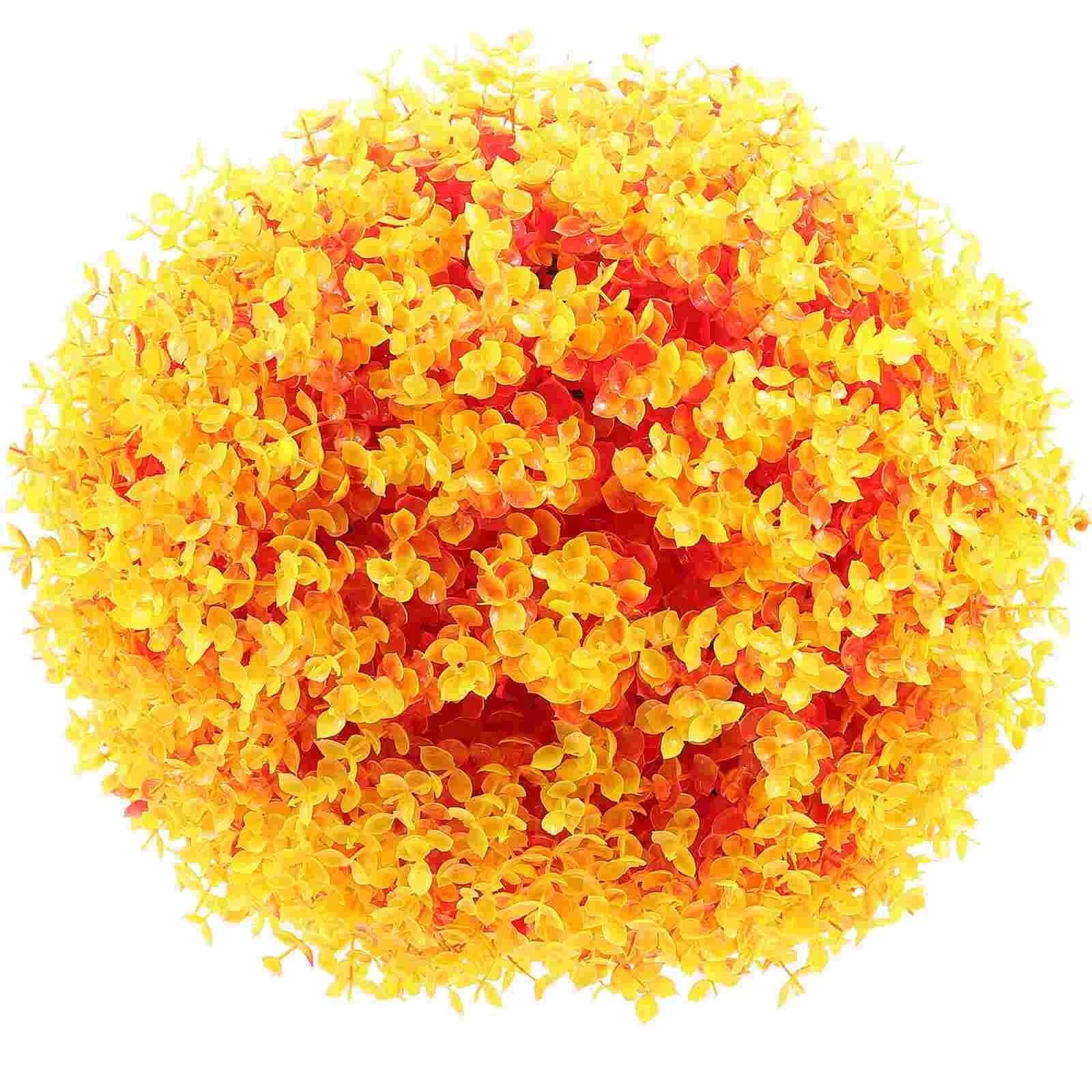 YUPLIODSX Artificial Topiary Balls Grass Ball Decorative Fake Plant Pendant Decorate Realistic Artificial Topiary Plastic DIY Ornament(Orange)