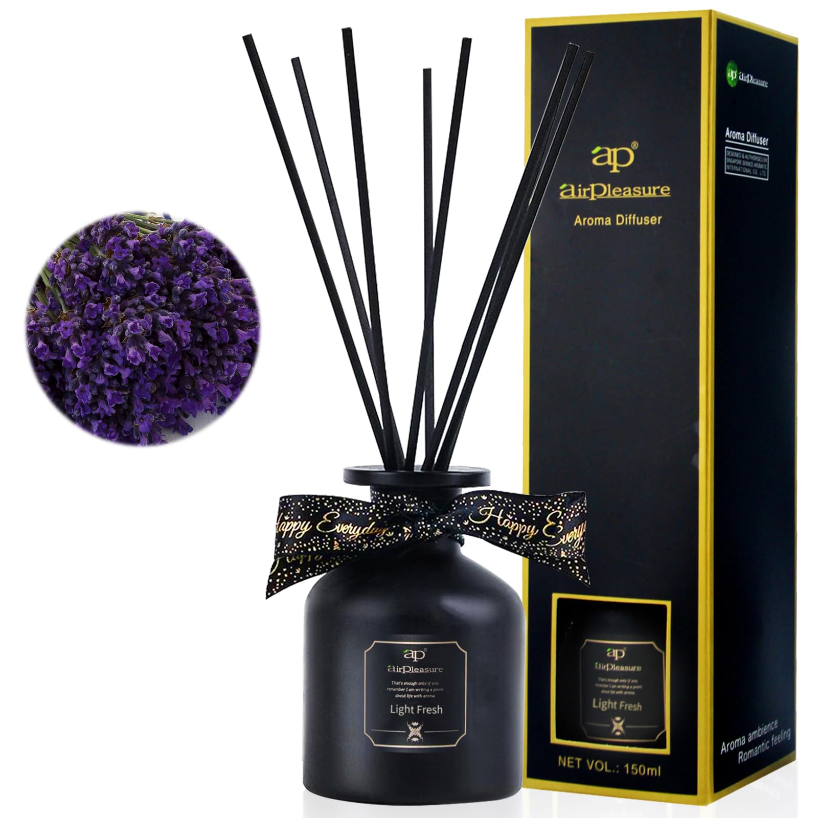 Kimpton Style Reed Diffuser - Signature Scent with Fragrance Notes of Citrus, Green Tea, and Musk Glass Vessel Rattan Reeds 4 oz.