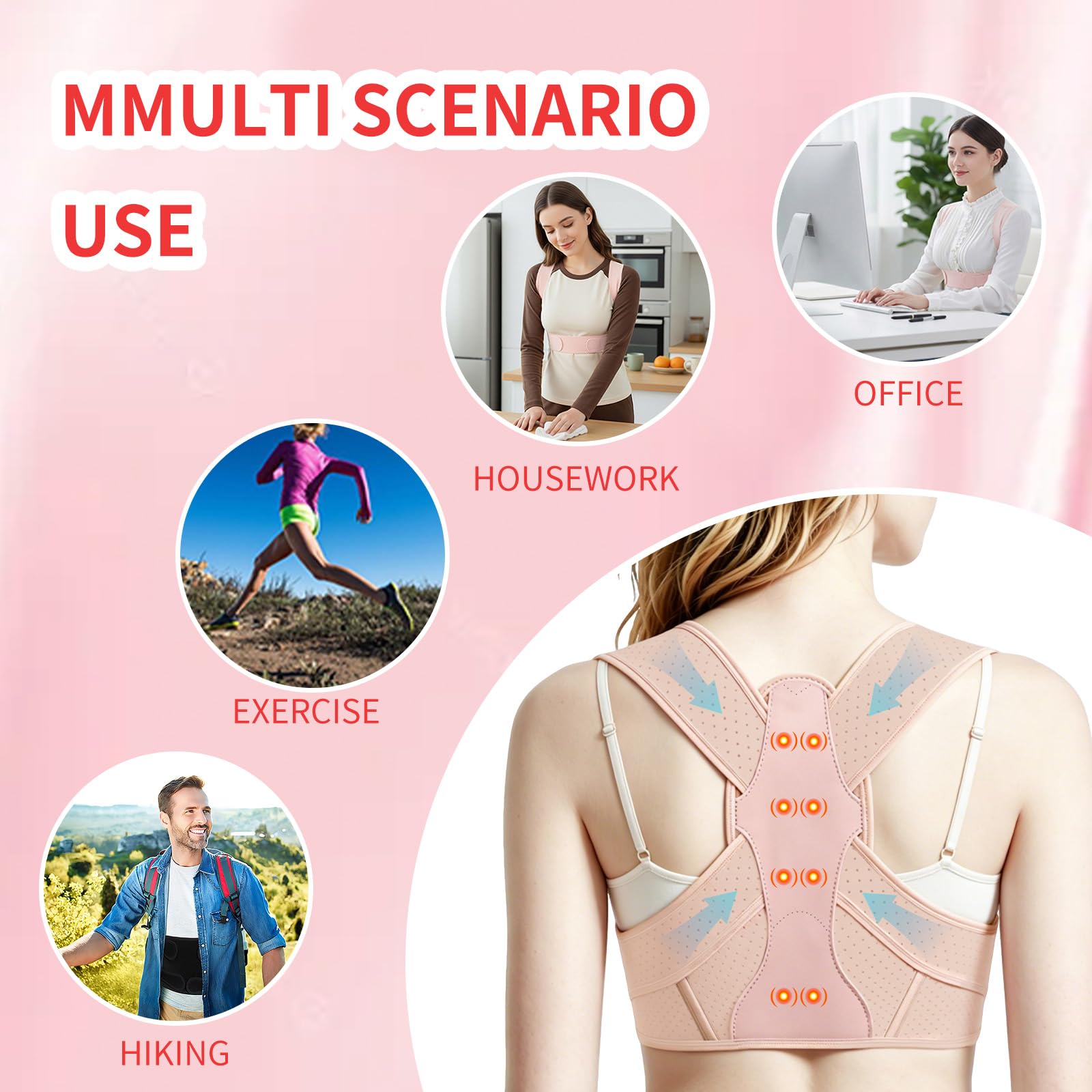 Correttore Posturale Spalle Donna, Fascia Lombare Supporto Schiena