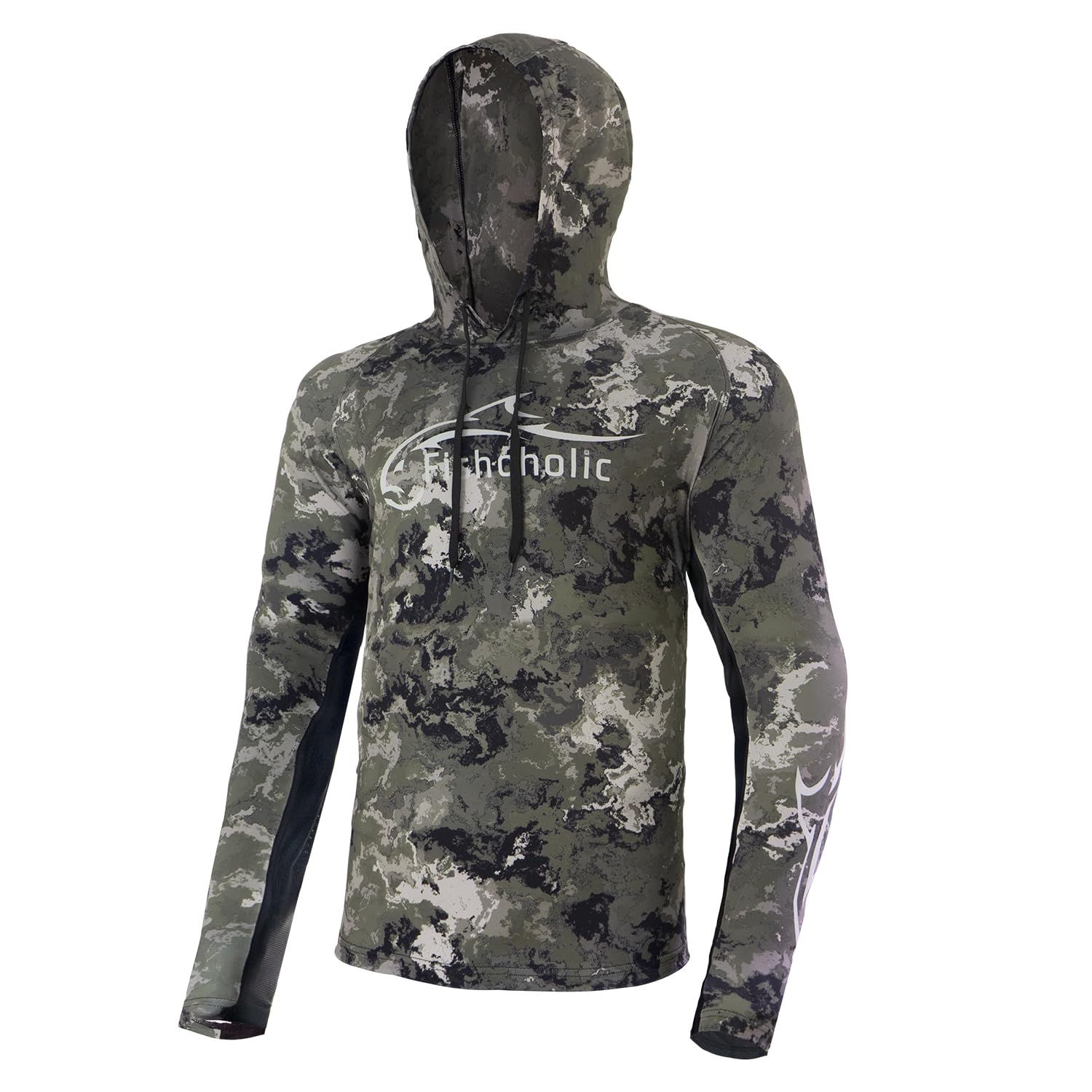 Fishoholic UPF 50 Performance Fishing Shirt - Long Sleeve Hoodie - Loose Keg Fit - Breathable Quick Dry Sun Protection